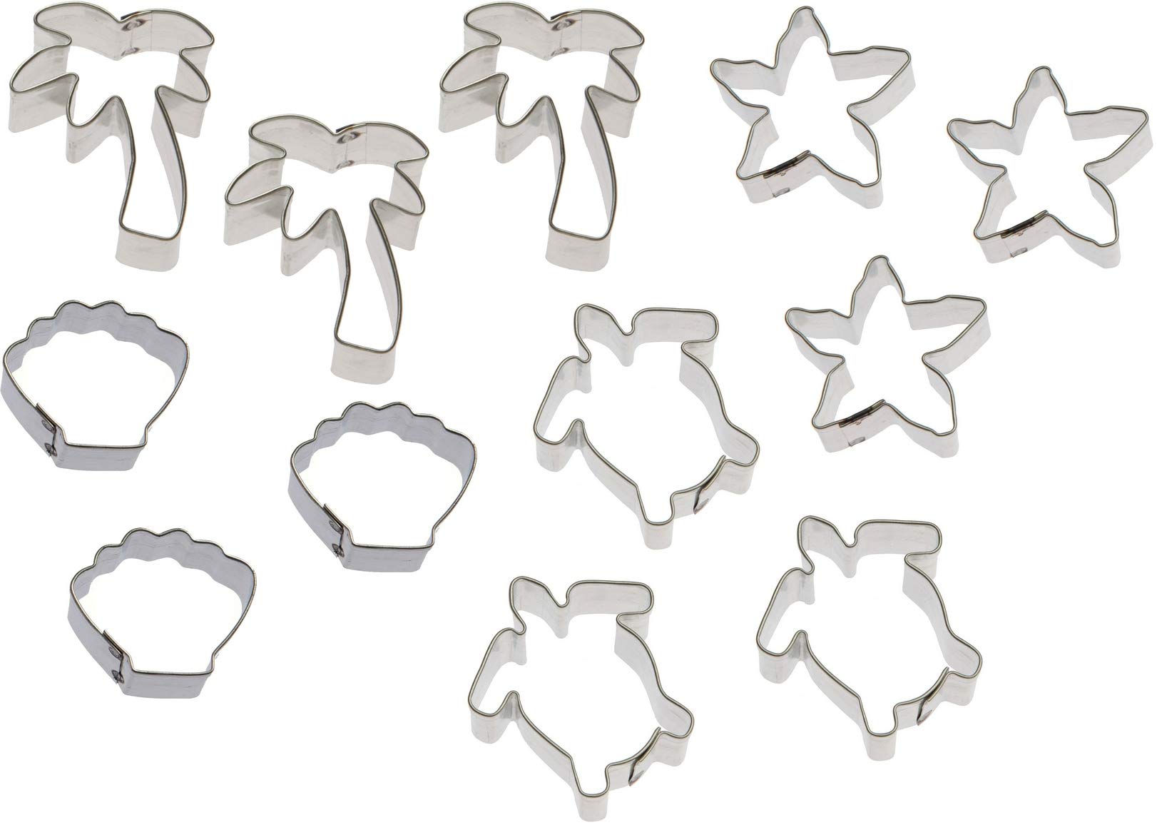 Mini Hawaiian Luau Tropical Party Cookie Cutter Set - 12 Piece Tin Plated Steel Cutters for Baking, DIY Crafts & Themed Parties - Perfect for Luau Decorations, Beach Weddings & Summer Celebrations