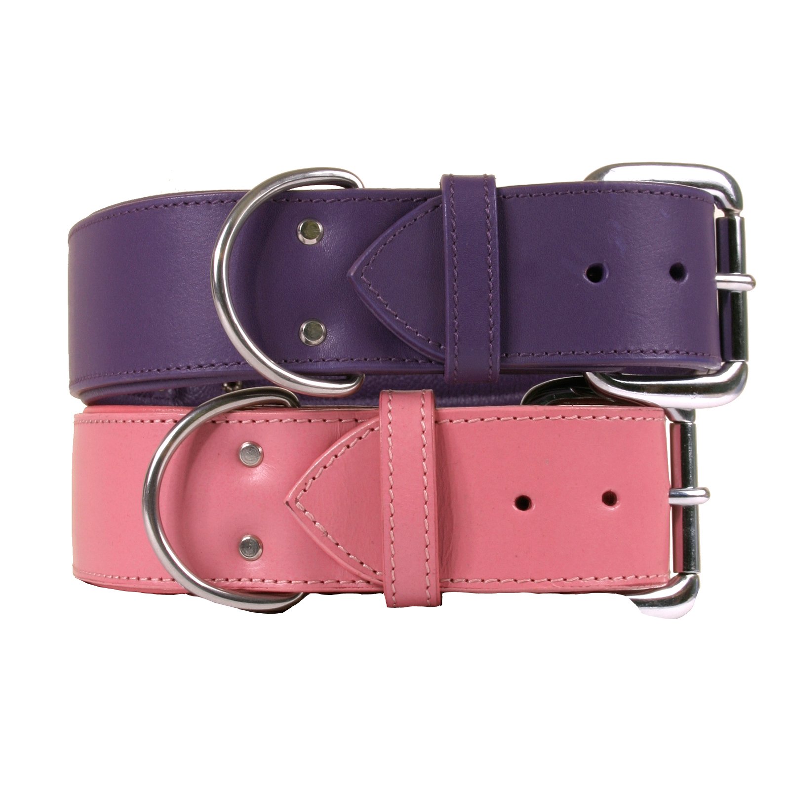 Angel Elite Dallas Luxury Leather Padded Dog Collar - Pink, 26