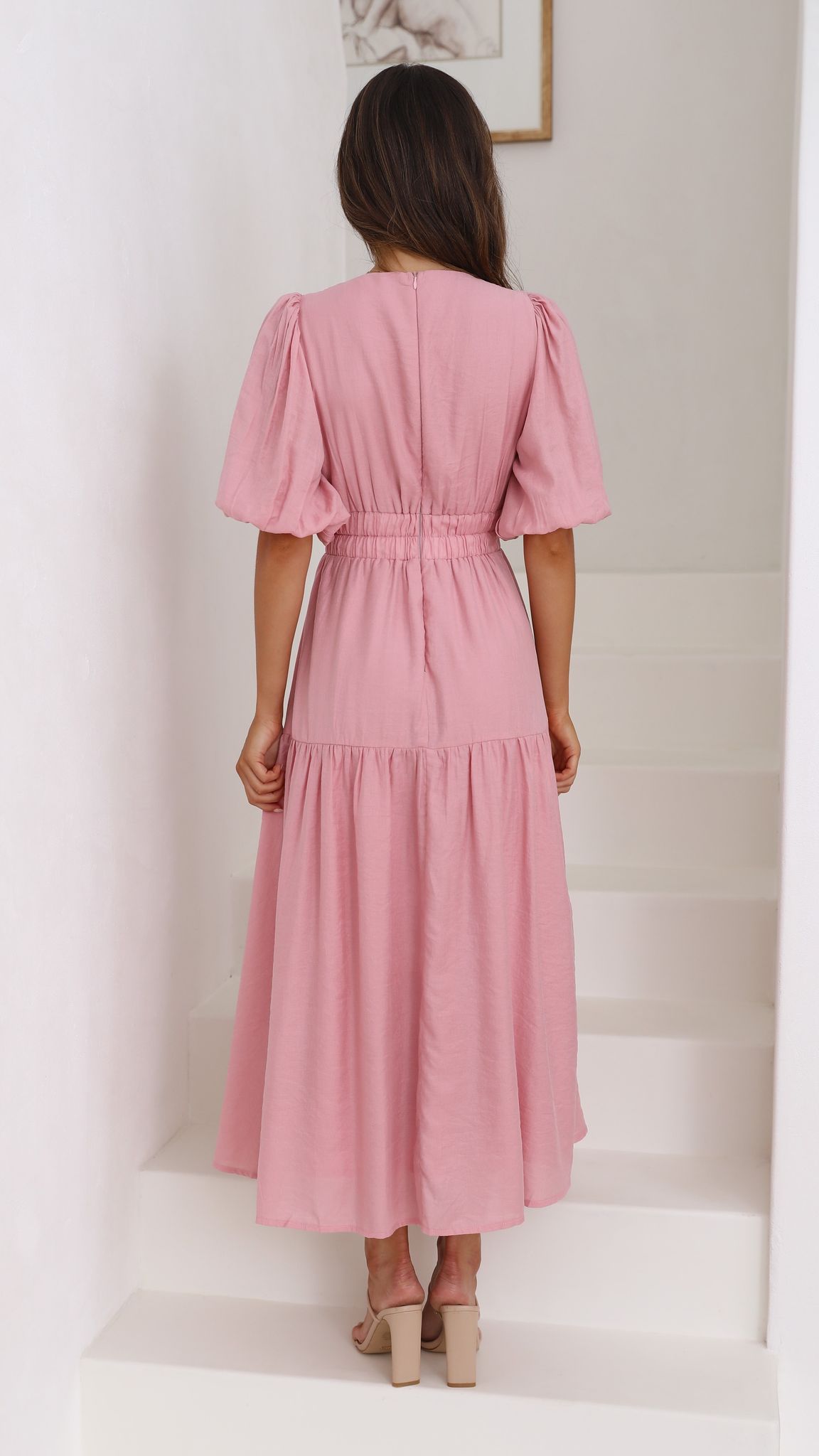 Erin Midi Dress - Soft Pink Flowy A-Line Summer Dress for Women | Perfect for Weddings, Parties & Casual Outings