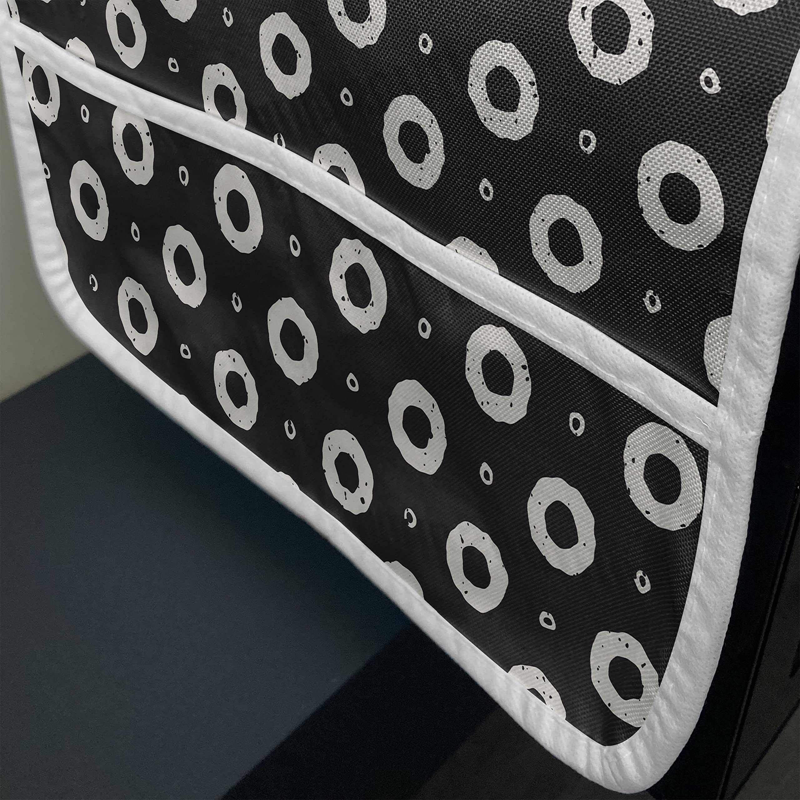 Ambesonne Black and White Microwave Cover - Hand-Painted Geometric Donut Pattern, Water-Resistant Kitchen Organizer with Pockets, 36