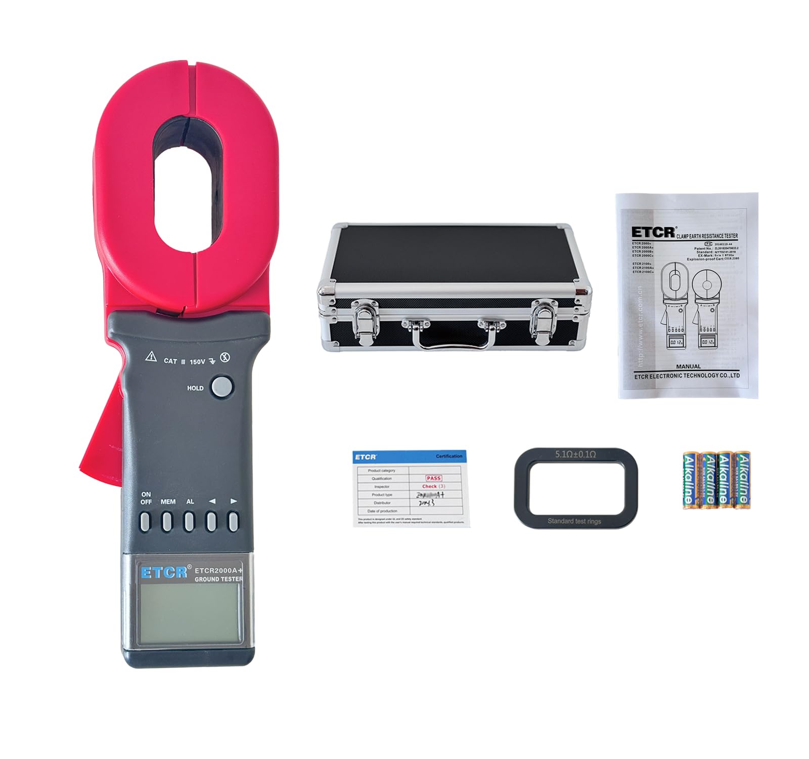 ETCR2000A+ Digital Clamp Ground Resistance Tester 0.01-200Ω for Electrical Safety Testing - Perfect for Industrial, Commercial & Residential Electrical Maintenance