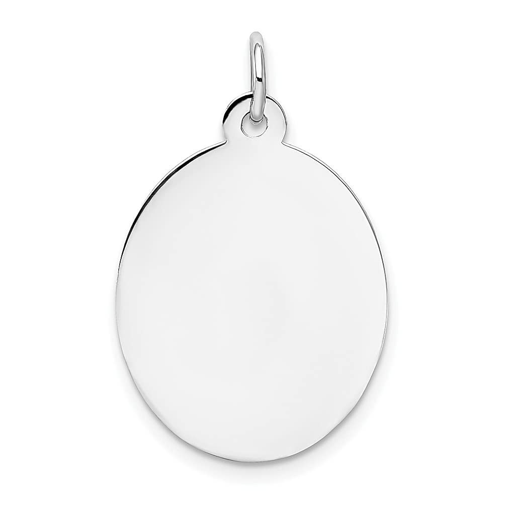 14K White Gold Oval Engravable Disc Charm Necklace - 0.027 Gauge Elliptical Pendant for Women | Elegant Fine Jewelry Gift for Her | Perfect for Anniversaries, Birthdays & Special Occasions