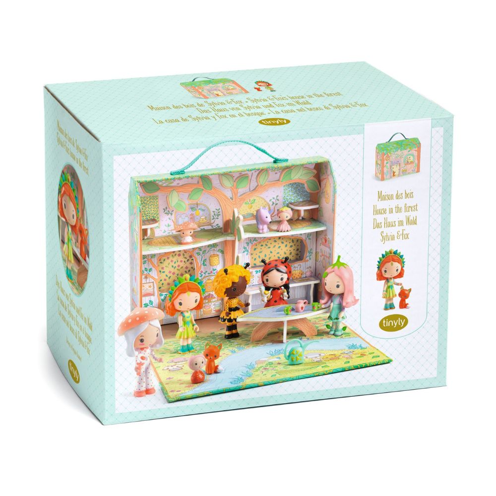DJECO Tinyly House in the Forest - Sylvia & Fox Wooden Dollhouse Playset for Kids | Perfect for Imaginative Play & Storytelling at Home