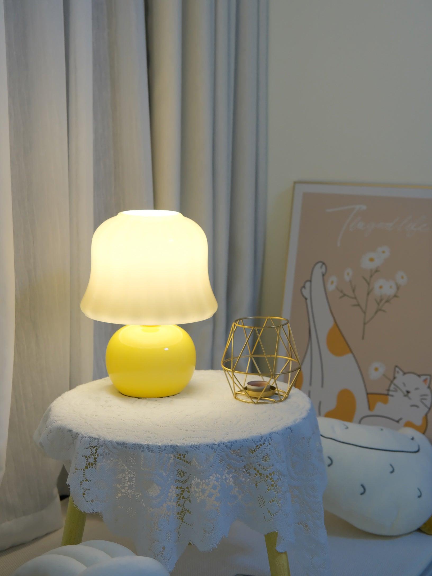 Creamy Mushroom Table Lamp - Soft Glow Night Light for Bedroom, Nursery, Living Room - Modern Decorative Lighting for Cozy Ambiance