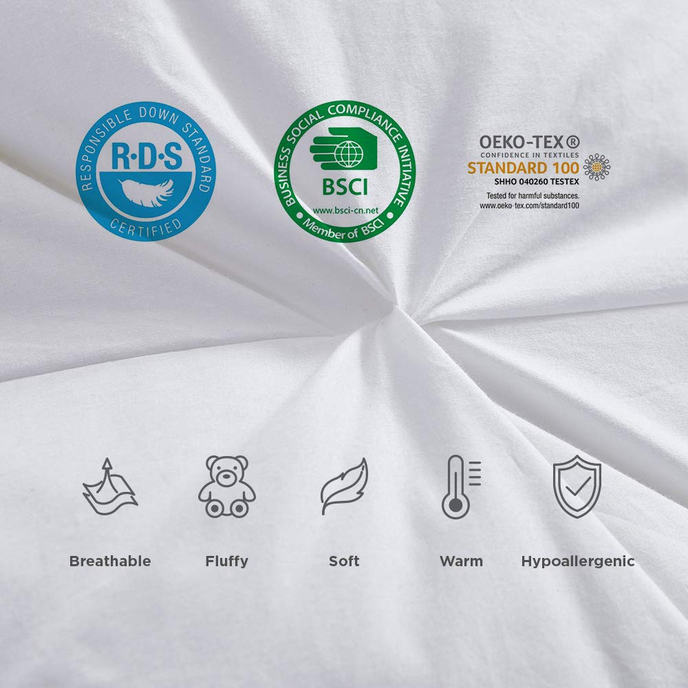 Premium Twin Size Goose Down Alternative Comforter - Hypoallergenic & Breathable 55 oz Fill, 100% Cotton Shell, Pinch Pleat Design - Ideal for All-Season Bedding, Guest Rooms & Cozy Nights (White, Twin)
