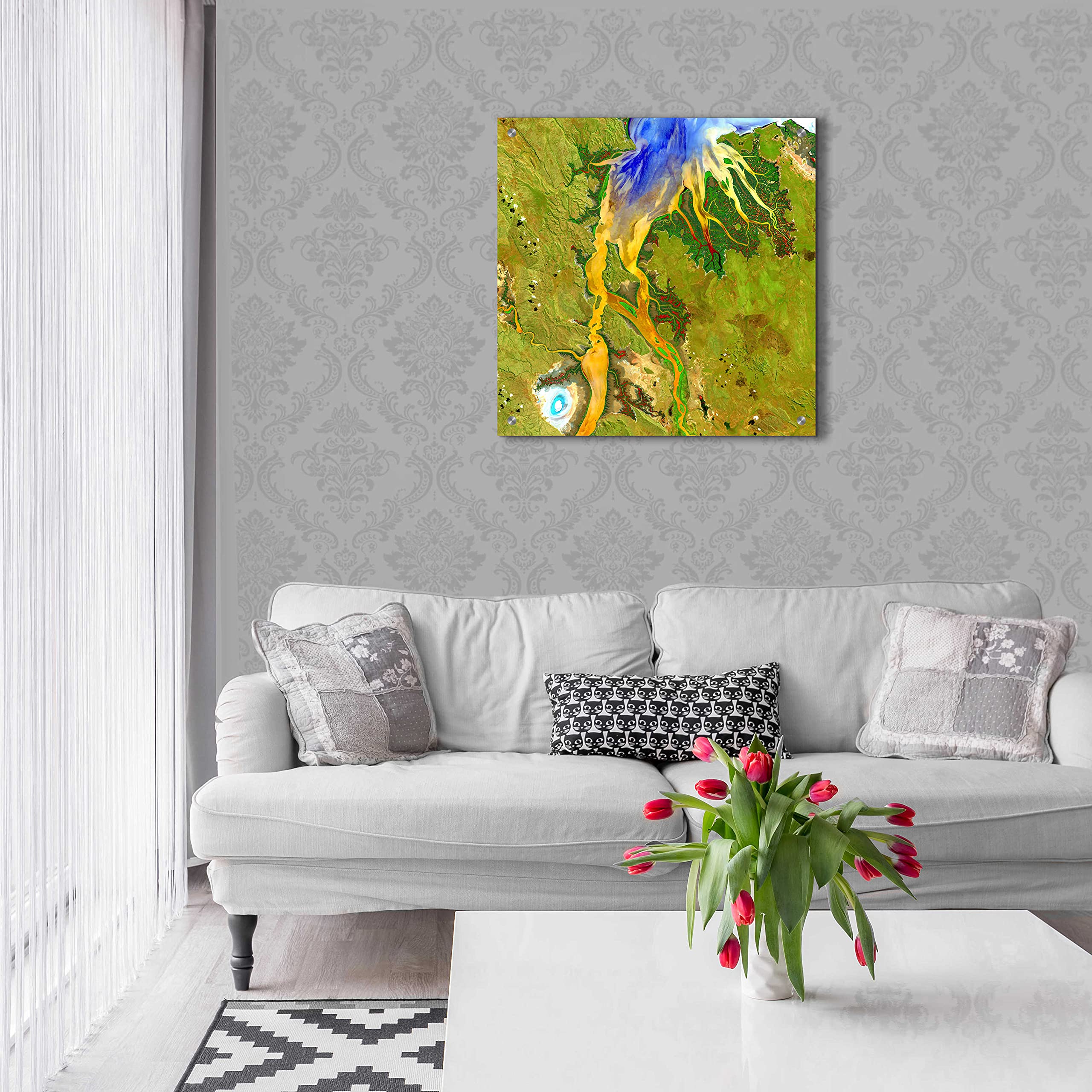 Epic Art 'Earth as Art: Nature's Patterns' - 24x24 Inch Modern Acrylic Glass Wall Decor - Abstract Landscape Painting for Living Room, Bedroom & Office Decor