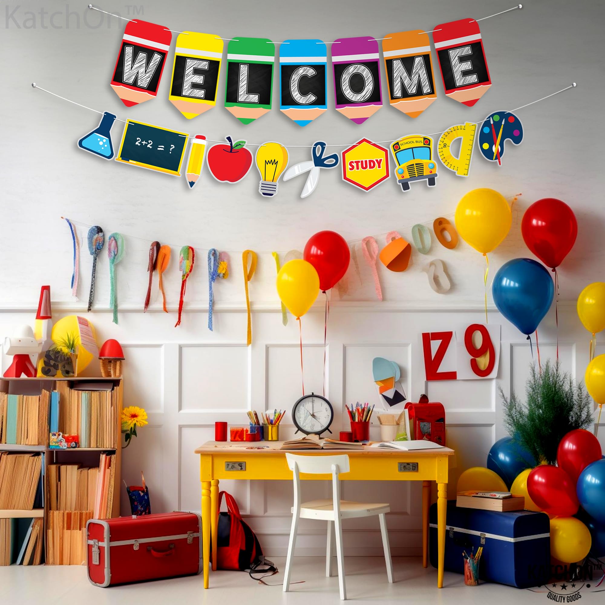 KatchOn Large 10 Feet Welcome Banner for Back To School Decorations - No DIY Required | Perfect for Back To School Party, Classroom Decor & First Day of School Backdrop | Great for School Events, Classroom Walls & Photo Booths