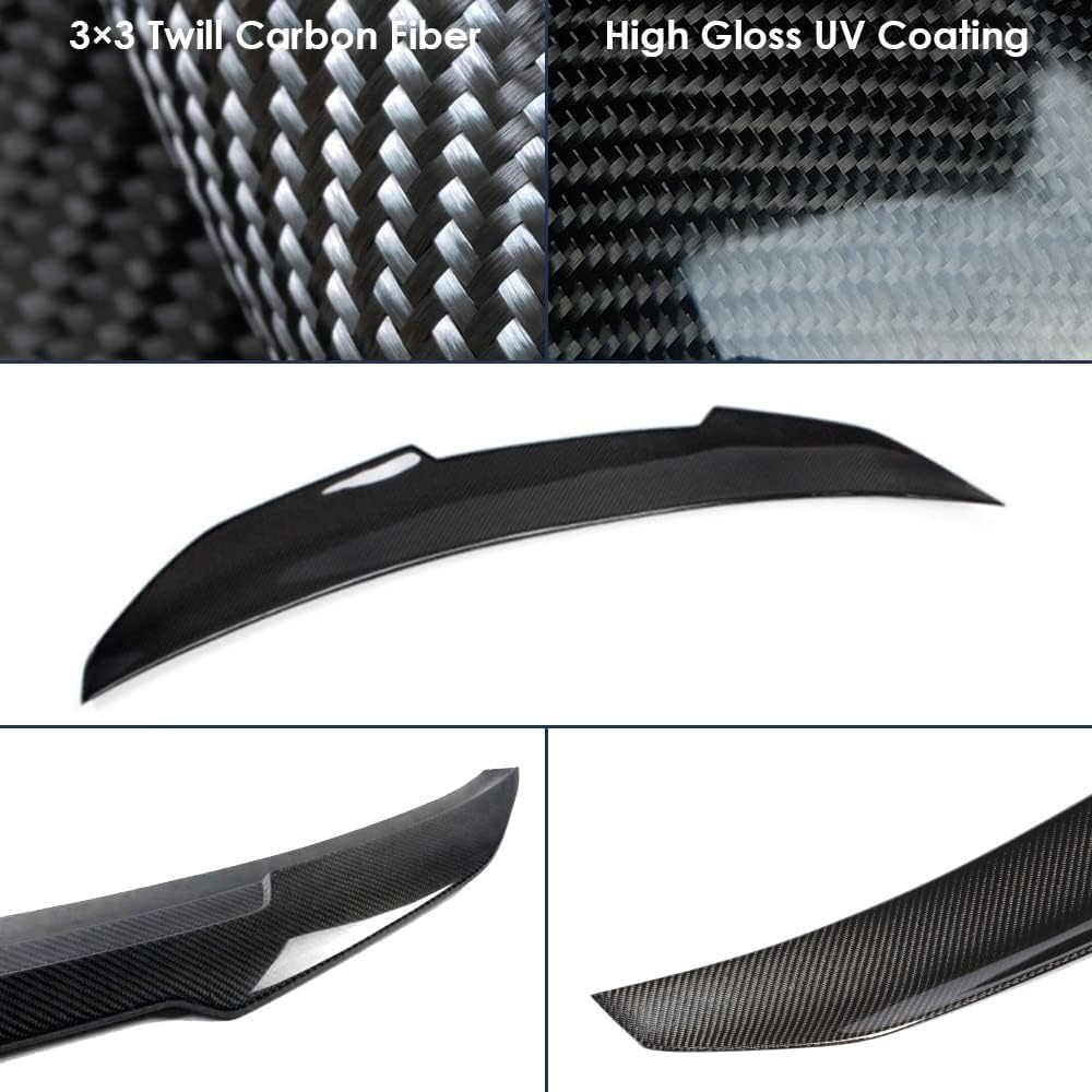 SNA Q50 Carbon Fiber Rear Spoiler Wing - Gloss Black for 2014-2023 Infiniti Q50 & Q50S Sedan | High-Performance Dry Carbon | Aerodynamic Upgrade for Sporty Look & Better Stability