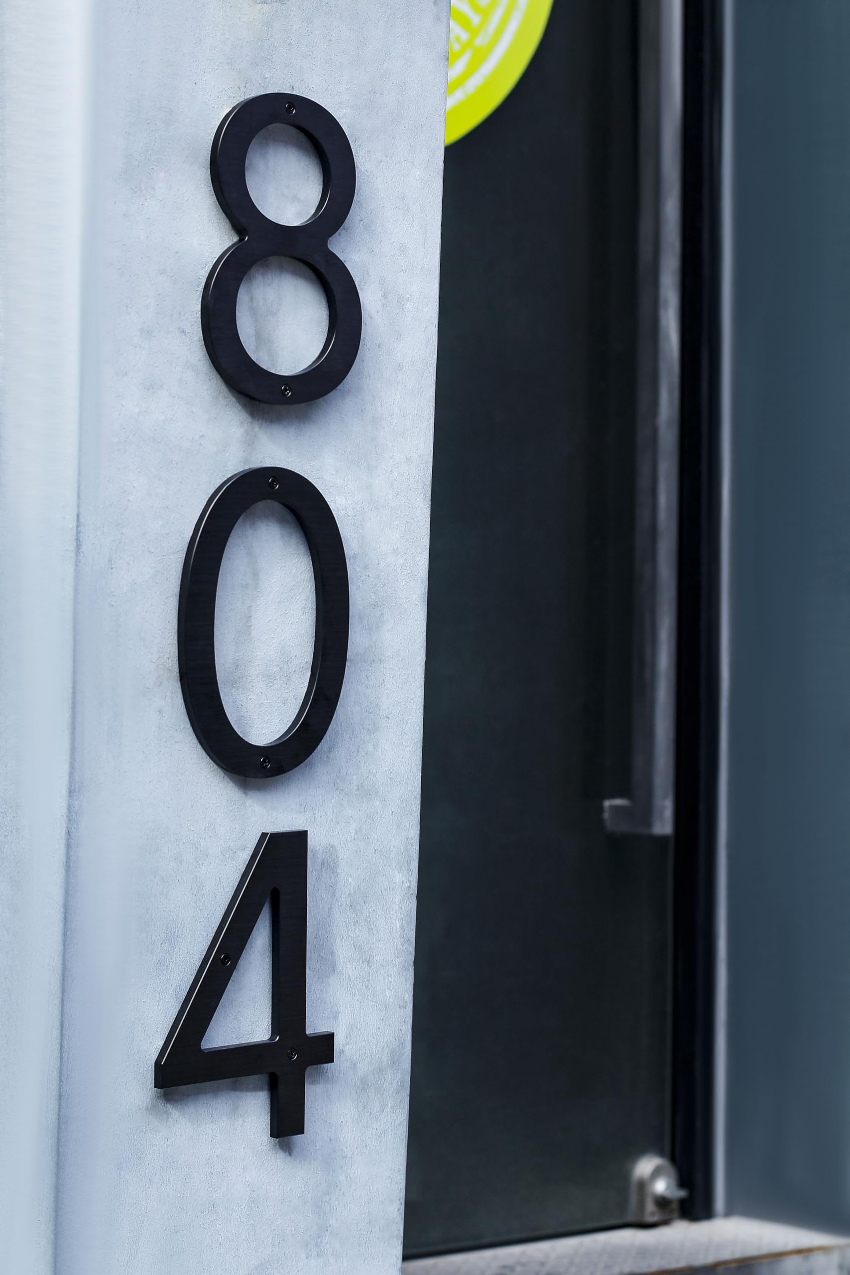 8 Inch Black Modern Floating Metal House Numbers - Durable Aluminum Address Plaques for Outdoor Front Door, Brick House, Mailbox (Set of 4) | Weatherproof & Easy to Install for Enhanced Curb Appeal
