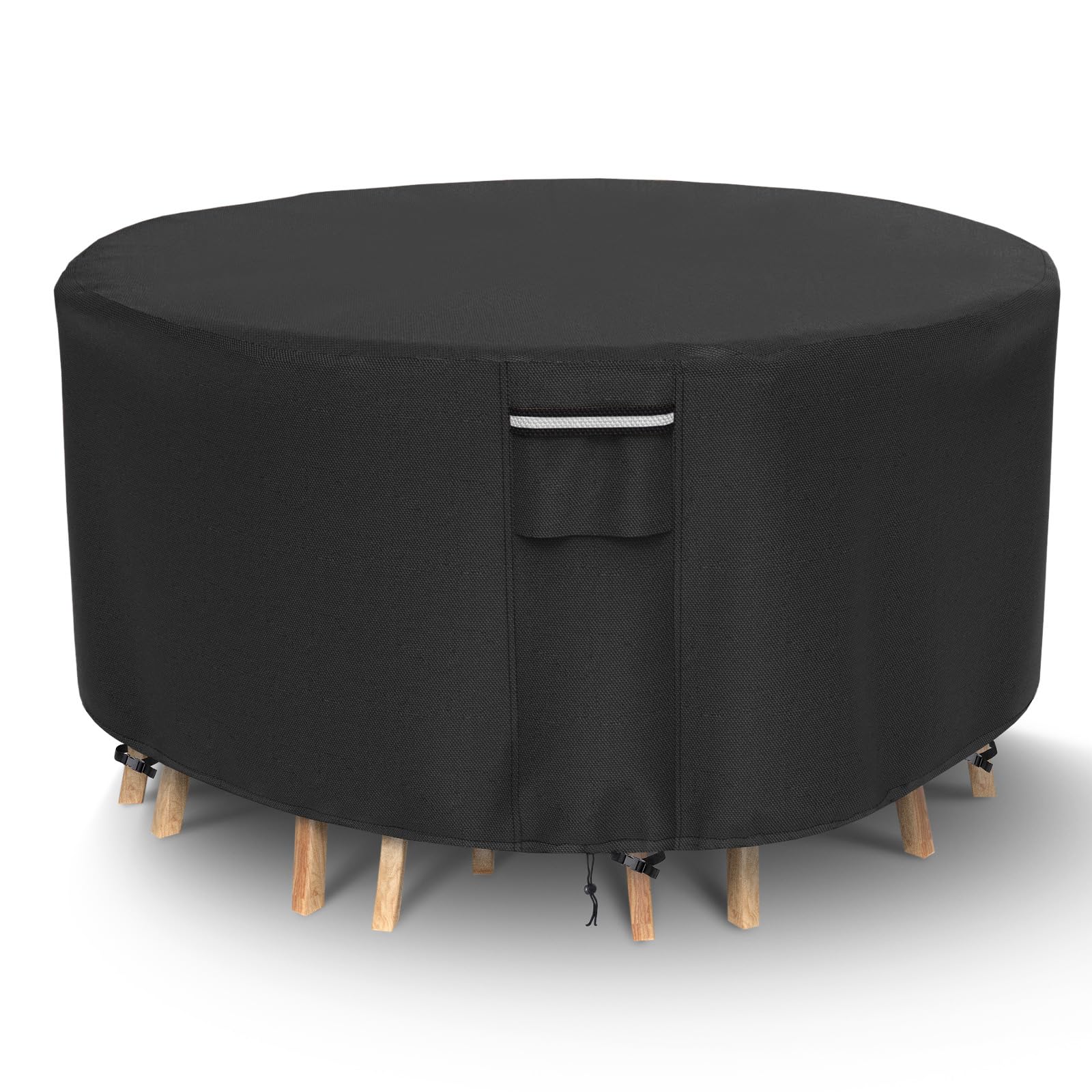 Heavy Duty 500D Waterproof Round Patio Furniture Cover - UV Resistant Outdoor Dining Table & Chairs Protector, 72