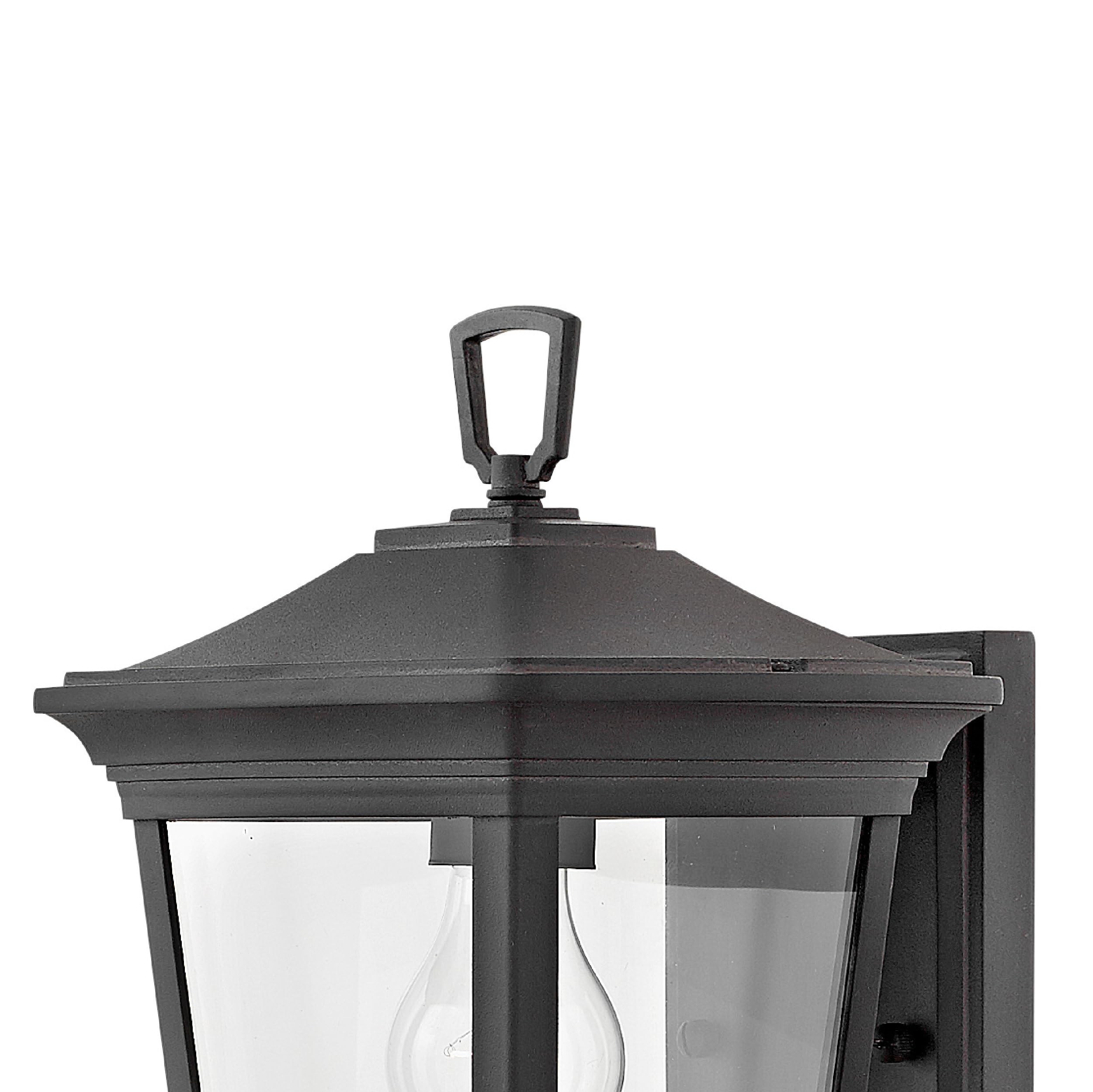 Hinkley Bromley Small Wall Mount Lantern - 1-Light Outdoor Aluminum Sconce with Clear Glass Shade - Museum Black Finish for Porch, Patio & Entryway Lighting