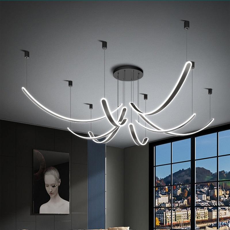 Modern Acrylic Belt Chandelier - Elegant & Stylish Ceiling Light Fixture for Dining Room, Living Room, or Bedroom