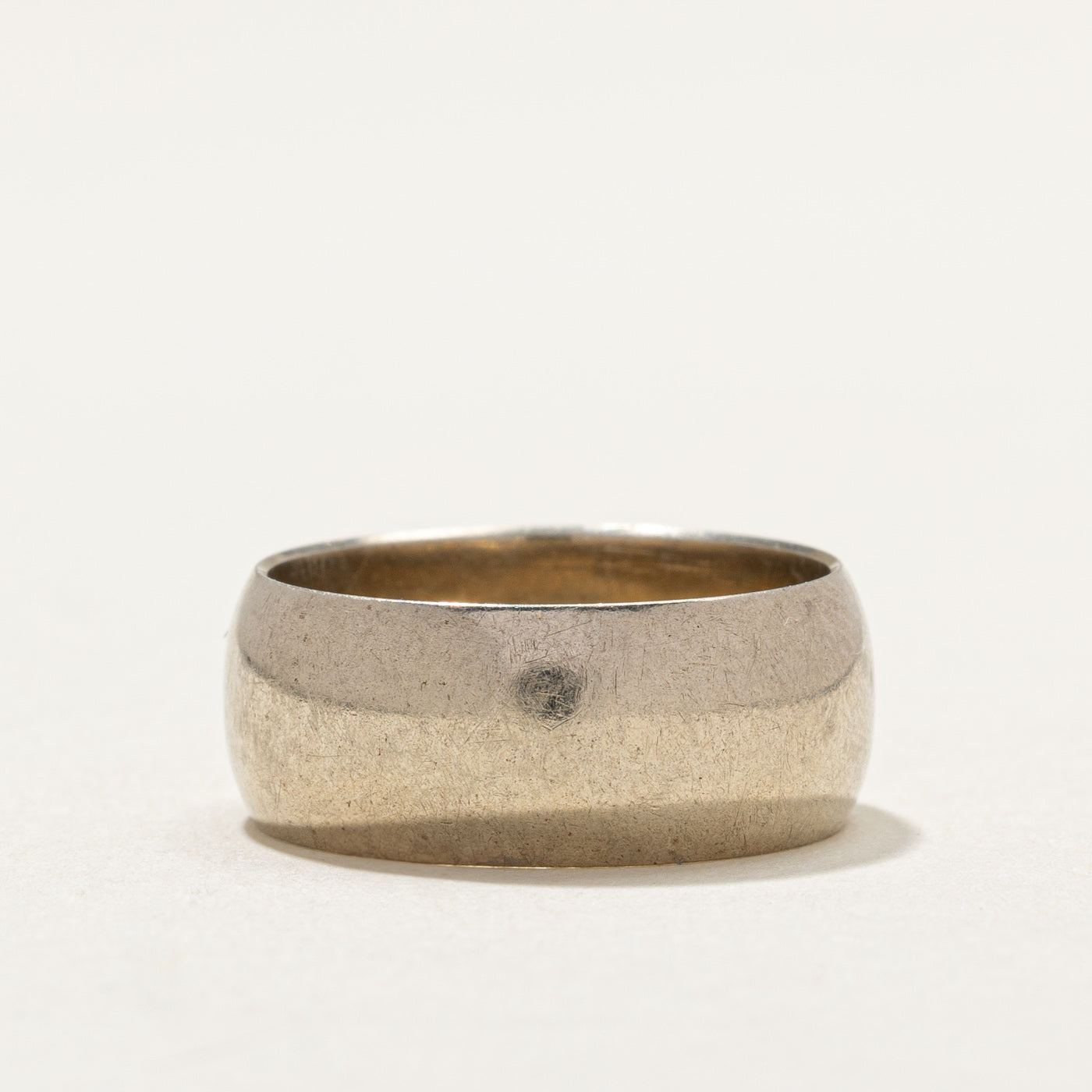 10K White Gold Cigar Band Ring - 7.9mm Wide Size 6.25 - Elegant Wedding Band for Men, Unique Anniversary Gift for Him, Perfect for Special Occasions