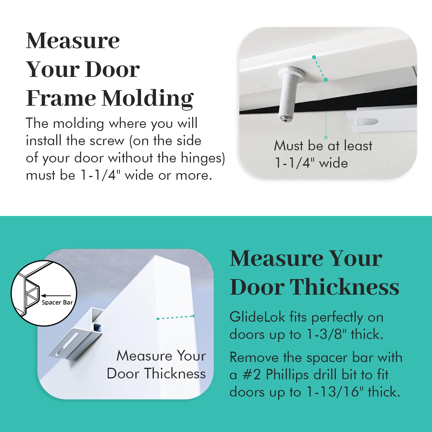 4 Pack GlideLok Child Safety Door Top Lock - Dual-Sided Access for Interior & Exterior Doors - Durable Metal Child Proof Lock (Not Plastic) - Perfect for Baby Proofing Homes, Nurseries & Pet Safety