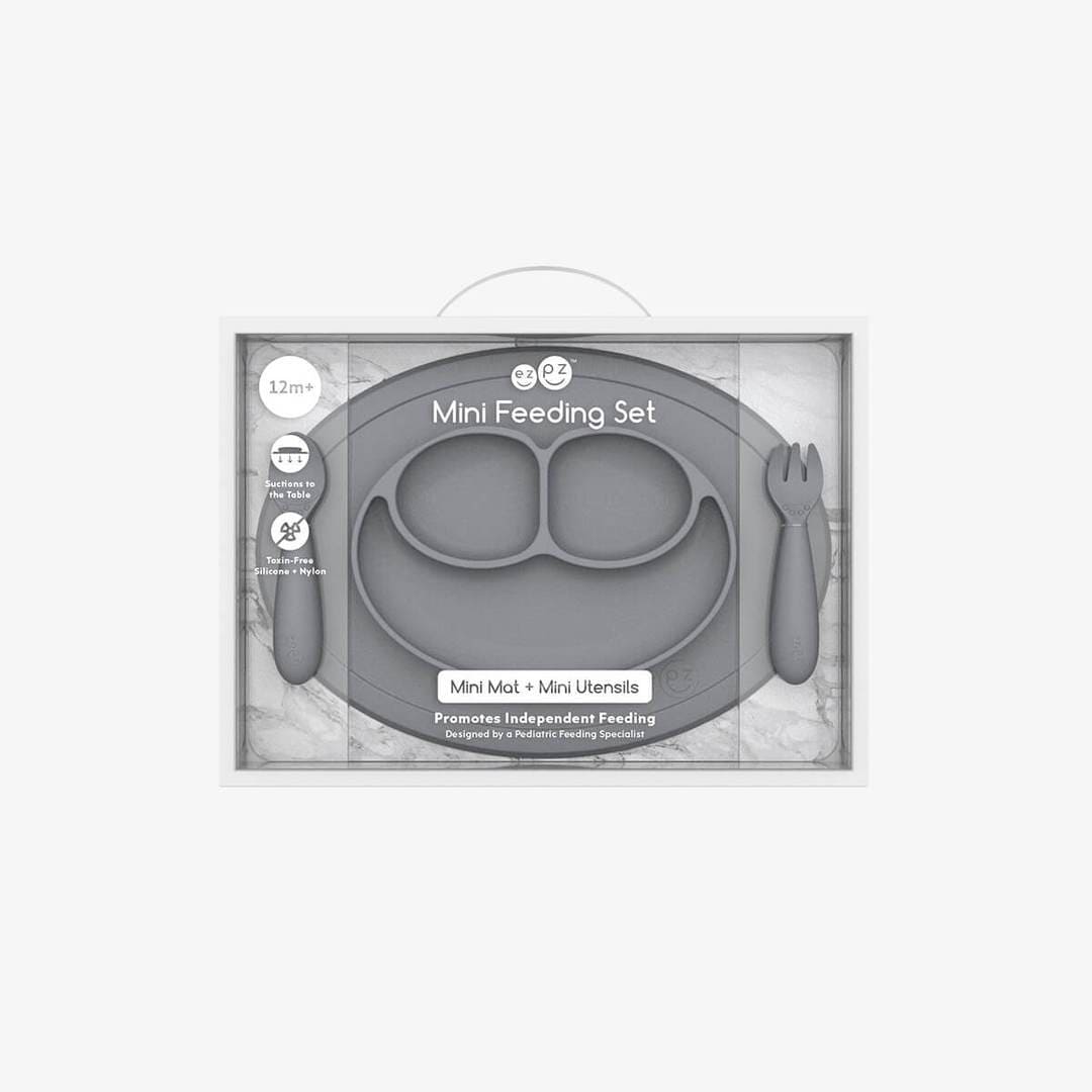 EZPZ Mini Feeding Set for Babies & Toddlers - BPA-Free Silicone Placemat with Built-in Plate & Spoon - Perfect for High Chairs, Travel & Mess-Free Mealtime