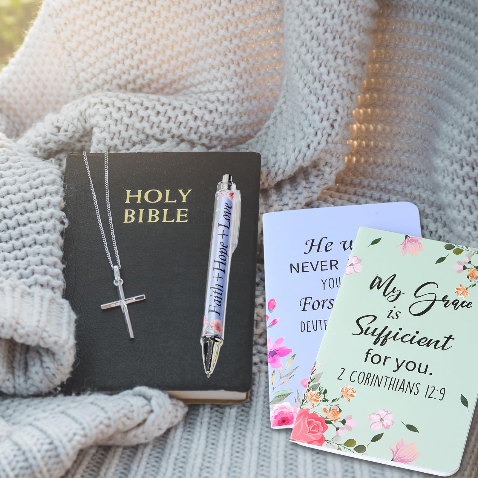 Colarr 24-Piece Christian Gift Set - Inspirational Bible Verse Pens & Notebooks for Women & Men - Religious Easter Gifts, Scripture Ballpoint Pens, Journals - Perfect for Sunday School, Church Study & Daily Devotional Use