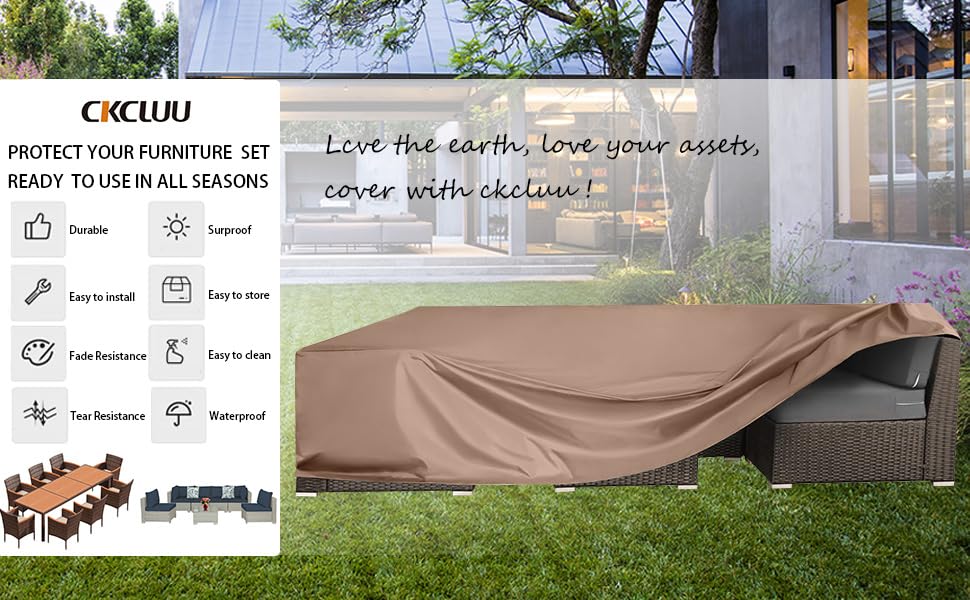 Heavy Duty Waterproof Patio Furniture Cover - Outdoor Sectional Sofa & Dining Set Protector (126