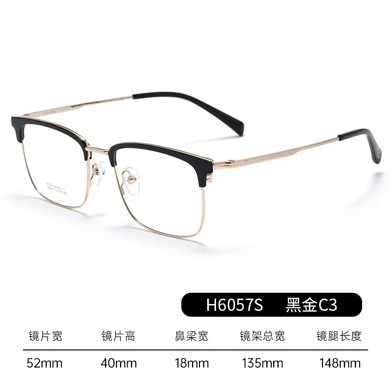 Bclear Men's Full Rim Square Brow Line Titanium Eyeglasses 16057 - Lightweight & Durable Eyewear for Work, Reading & Everyday Use