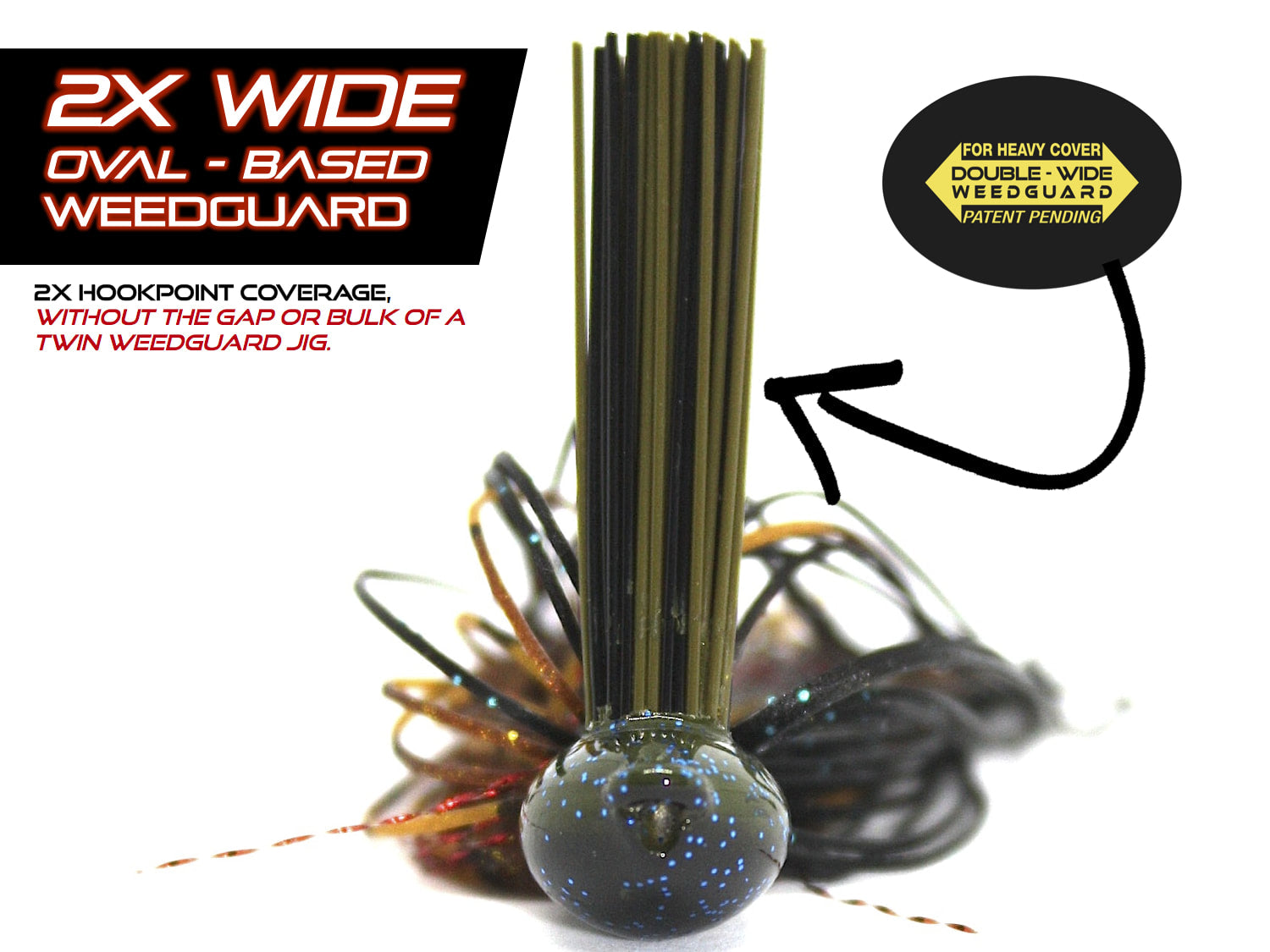 Battle Flip Jig with Double Wide Weedguard (1/2 oz) - Premium Bass Fishing Lure for Freshwater & Saltwater - Perfect for Flipping, Pitching, and Heavy Cover Fishing