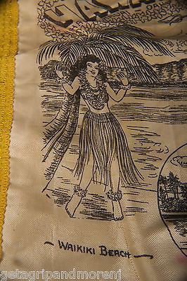 Vintage 1940s Hawaiian Islands Souvenir Scarf - Authentic Silk Handkerchief with Tropical Floral Print | Perfect for Luau Parties, Retro Fashion & Hawaiian-Themed Collections