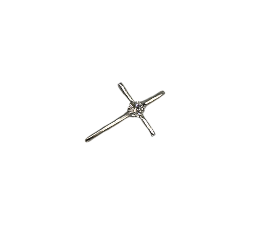 14K White Gold Solitaire Diamond Cross Pendant Necklace for Women - Elegant Religious Jewelry Gift for Baptism, Confirmation & Everyday Wear