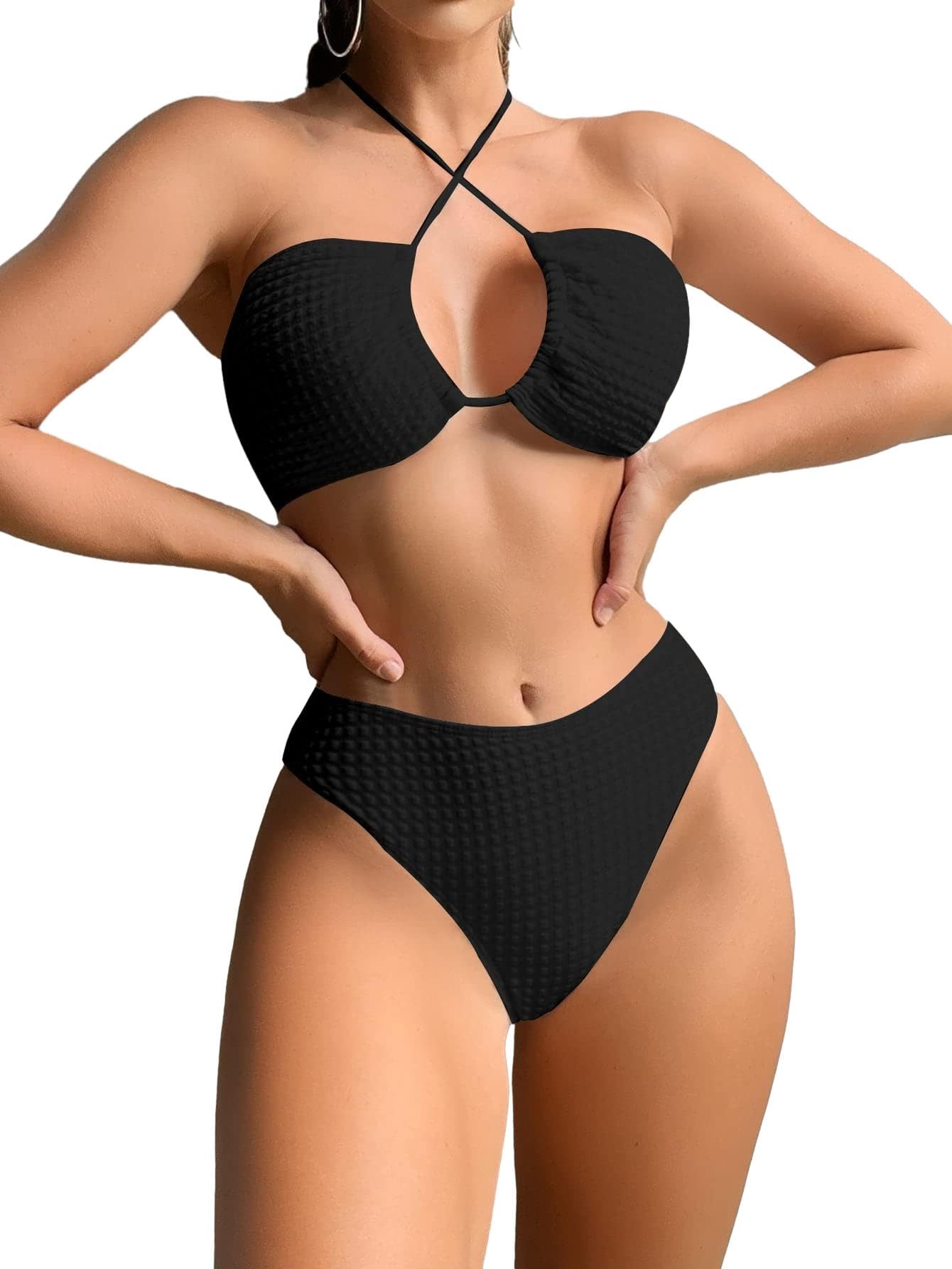 SHENHE Women's 3 Piece High Waisted Bikini Set - Summer Swimwear with Cover Up - Sexy Bathing Suit for Beach, Pool & Vacation