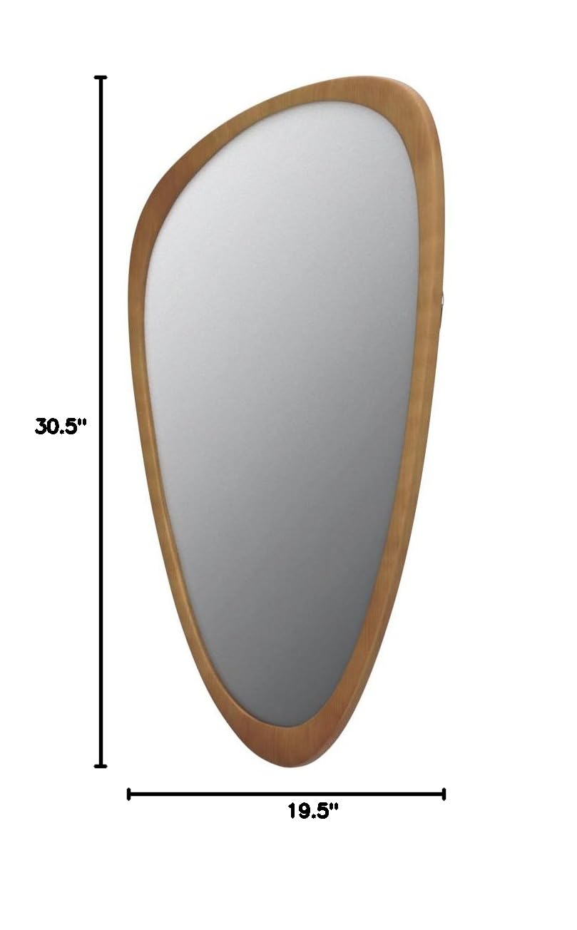 19.5x30.5 Inch Asymmetrical Wood Framed Wall Mirror - Unique Irregular Shaped Decorative Mirror for Bathroom, Living Room, Bedroom & Entryway - Perfect for Modern Home Decor and Vanity Areas
