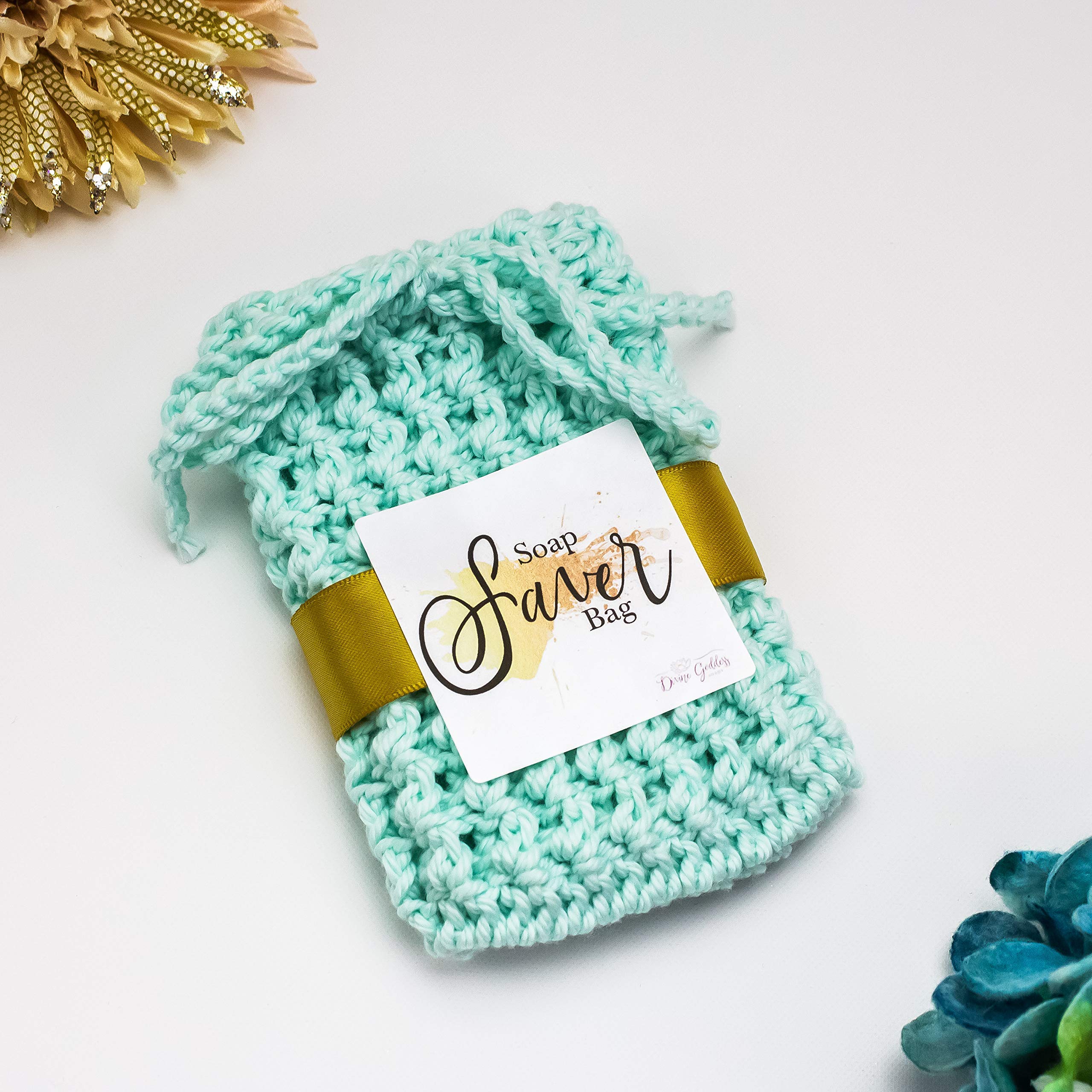 3 Pack Mint Blue Teal Soap Pouches for Bar Soap - Reusable & Machine Washable Cotton Soap Bags with Rope - Fits Full Size Bars - Perfect for Travel, Gym, Camping & Home Bathroom Use