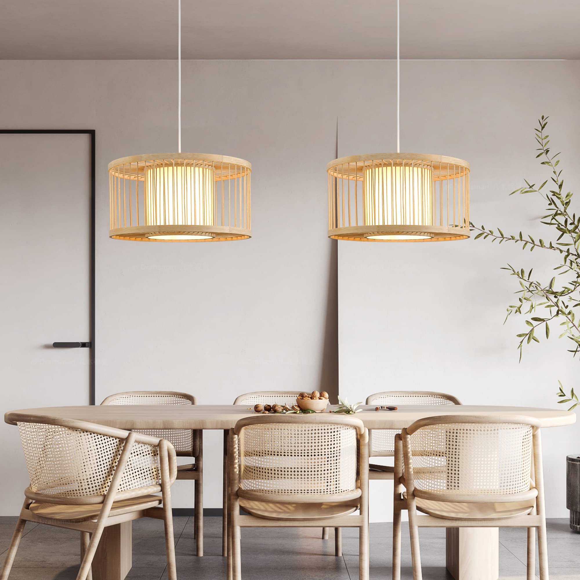 Boho Rattan Pendant Light - 15.8