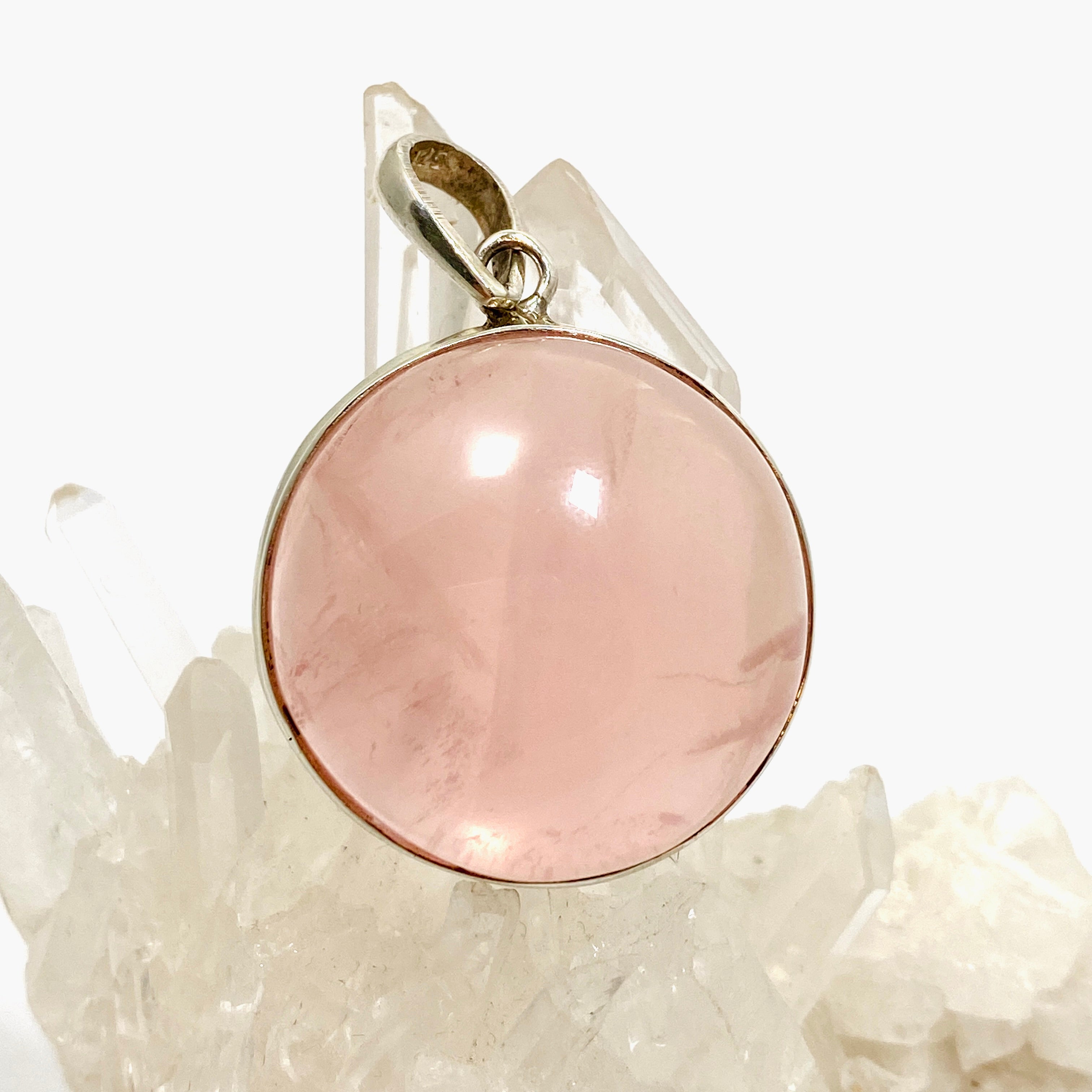 Natural Rose Quartz Round Cabochon Pendant - 15mm Healing Crystal Jewelry for Necklace Making, Meditation & Spiritual Gifts