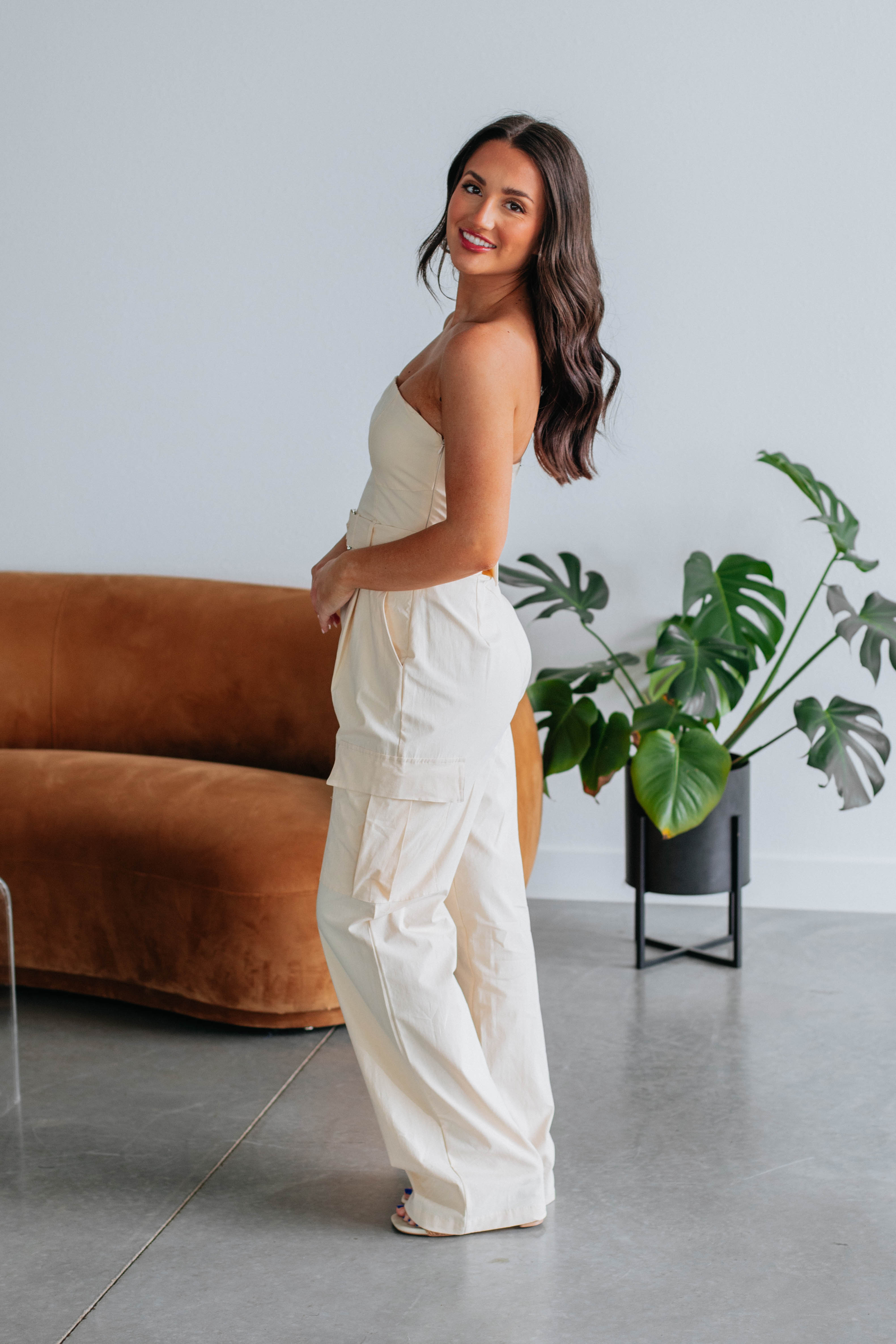 Brady Cargo Jumpsuit for Women - Comfortable Utility Workwear with Multiple Pockets - Natural Color - Perfect for Outdoor Work, Hiking & Casual Wear