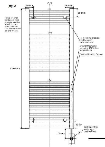Tuzio Savoy Hardwired or Plug-In Towel Warmer - 19