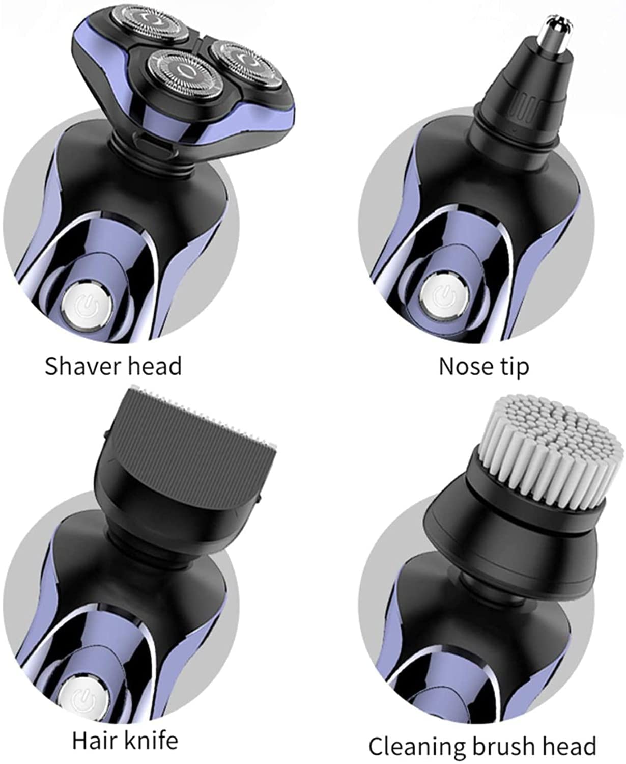 4-in-1 Electric Head Shaver for Bald Men - Rechargeable Rotary Shaver, Beard Trimmer & Nose Hair Clipper | Perfect for Home Grooming, Travel & Professional Use