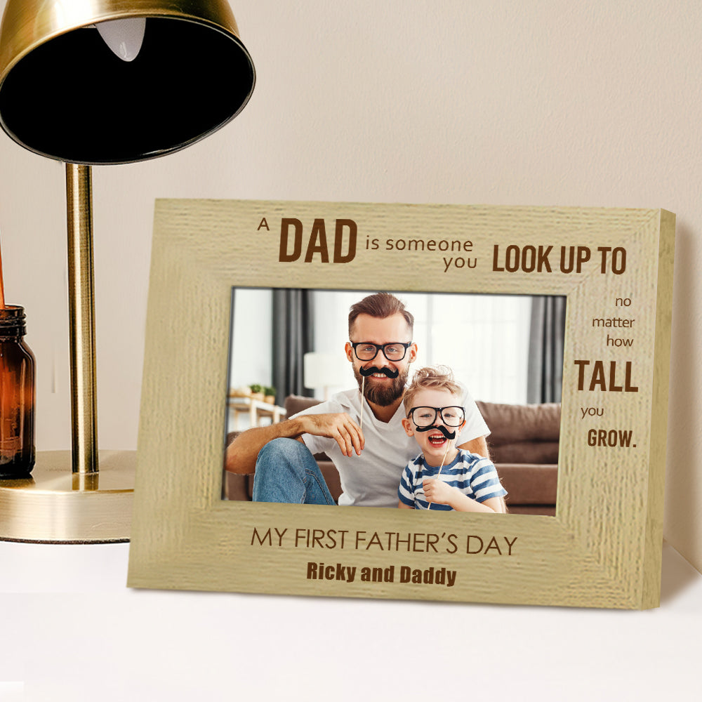 Personalized Wood Photo Frame with Custom Name - Unique Father's Day Gift for Dad - Perfect for Home Decor, Office Display & Special Occasions