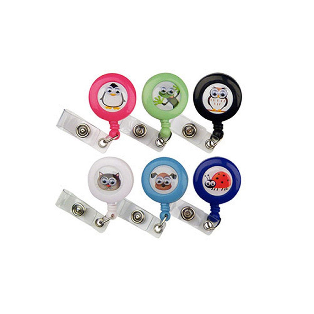 Retractable Badge Holder with Pop Eyes Callie The Cat Design - Perfect for Office ID Cards, Events, and Conventions