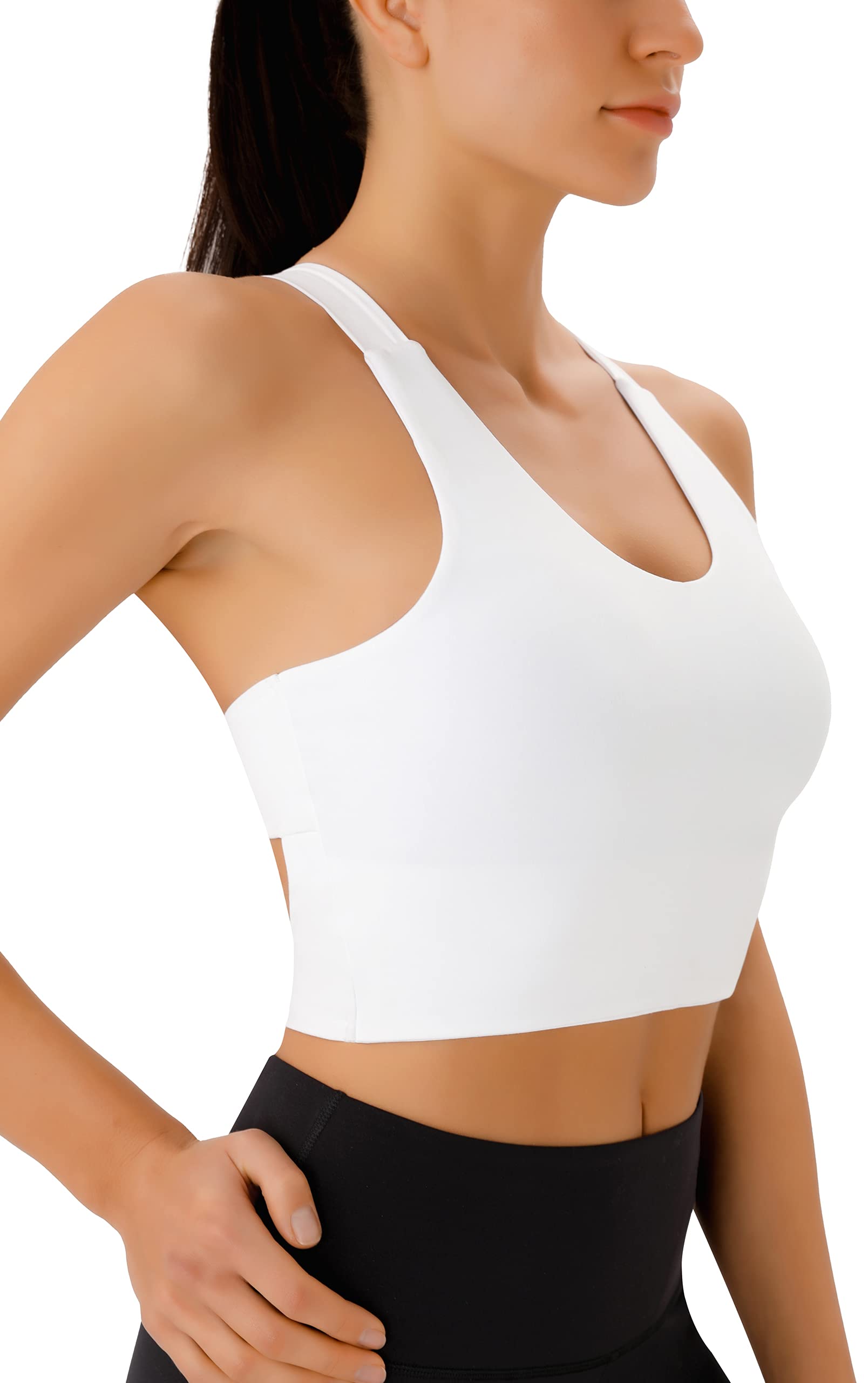 Women's Medium Support Sports Bras - Criss-Cross Back Padded Workout Tank Tops & Crop Tops for Running, Yoga, Gym & Fitness Training