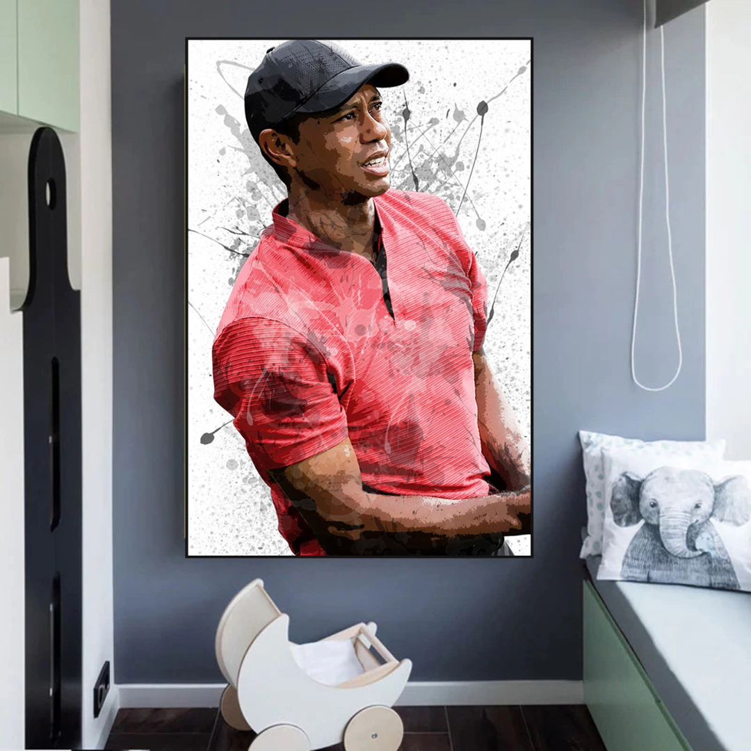 Tiger Woods Canvas Wall Art - High Quality Sports Decor for Golf Fans | Perfect for Home, Office & Man Cave Decorations