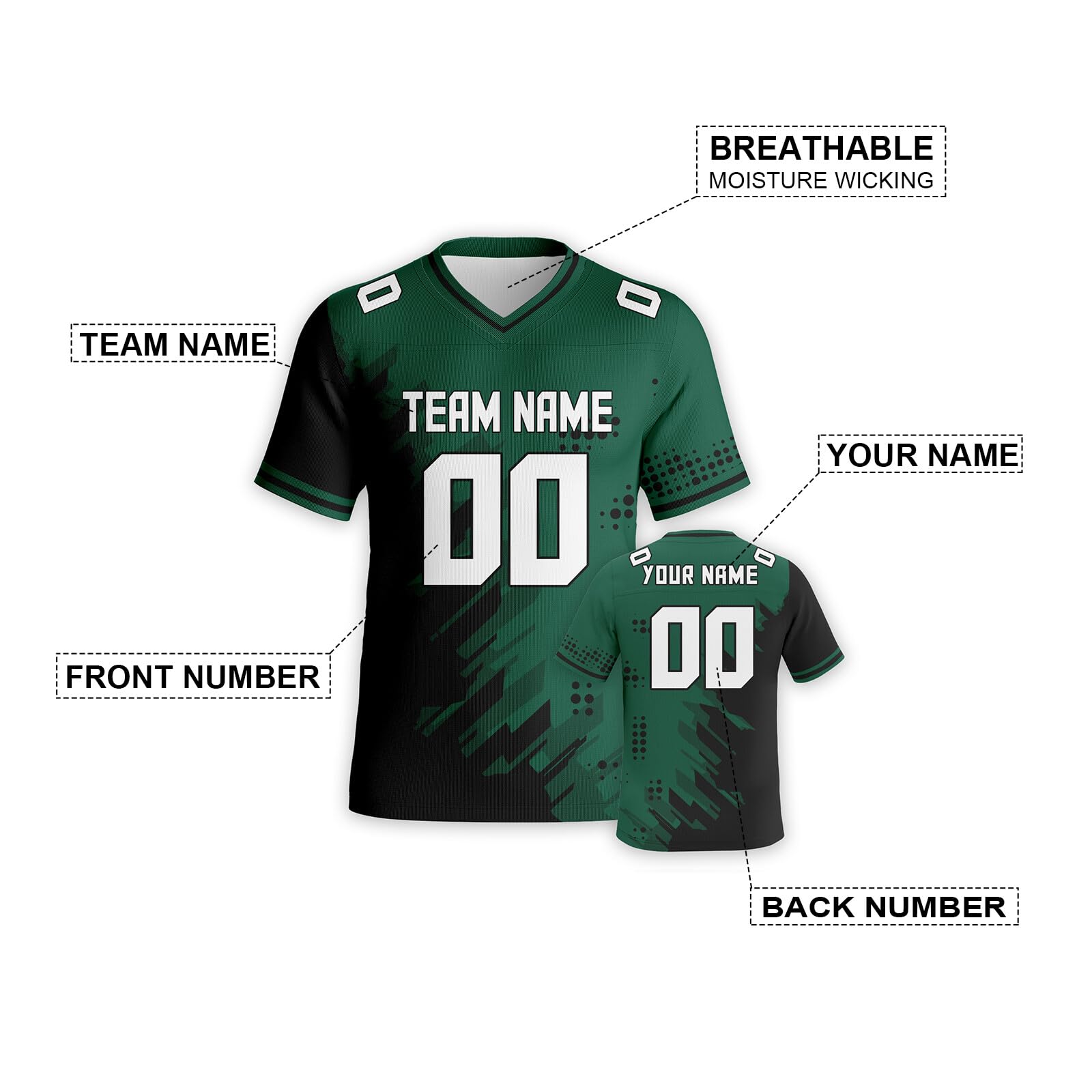 Custom Football Jersey - Personalized Team Name & Number Rugby Shirts for Men, Women, Youth & Kids | Perfect for Team Sports, Fan Gifts & Game Day Outfits