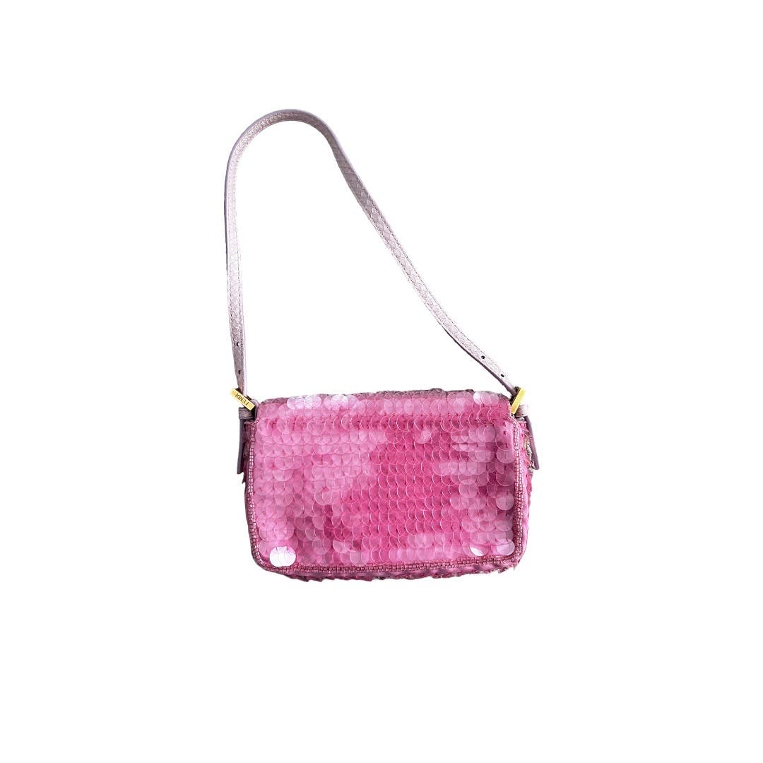 Fendi Pink Mini Baguette Crossbody Bag for Women - Luxury Leather Shoulder Purse for Date Night, Party & Special Occasions