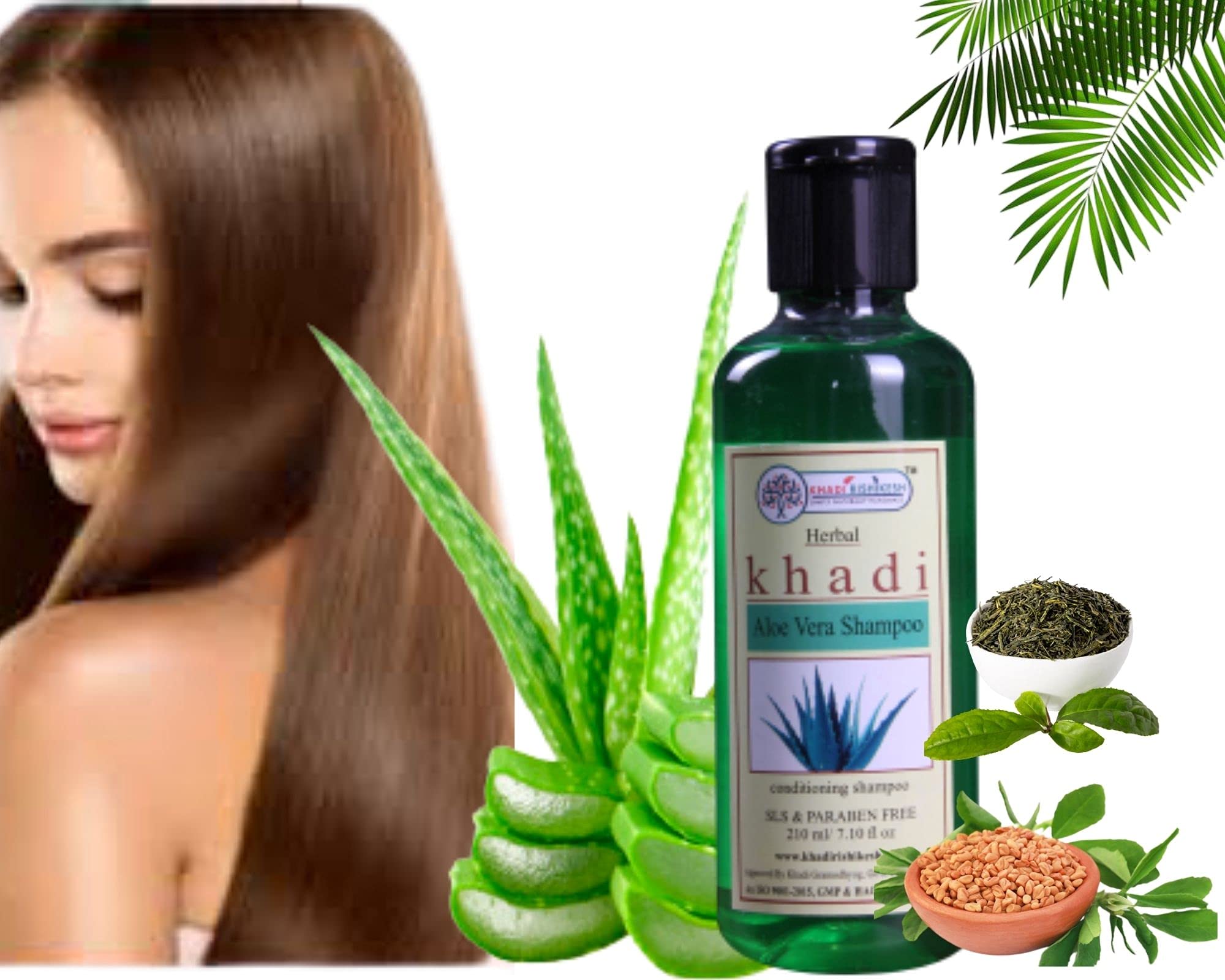 Khadi Rishikesh Herbal Aloe Vera Cleanser & Shampoo - Natural Hair Loss Control, Healthy Growth & Anti-Dandruff Treatment | Ayurvedic Herbal Extracts for Root Strengthening | SLS & Paraben Free (210ml) for Men & Women | Includes Free Loofah Sponge | Perfect for Daily Hair Care & Scalp Nourishment