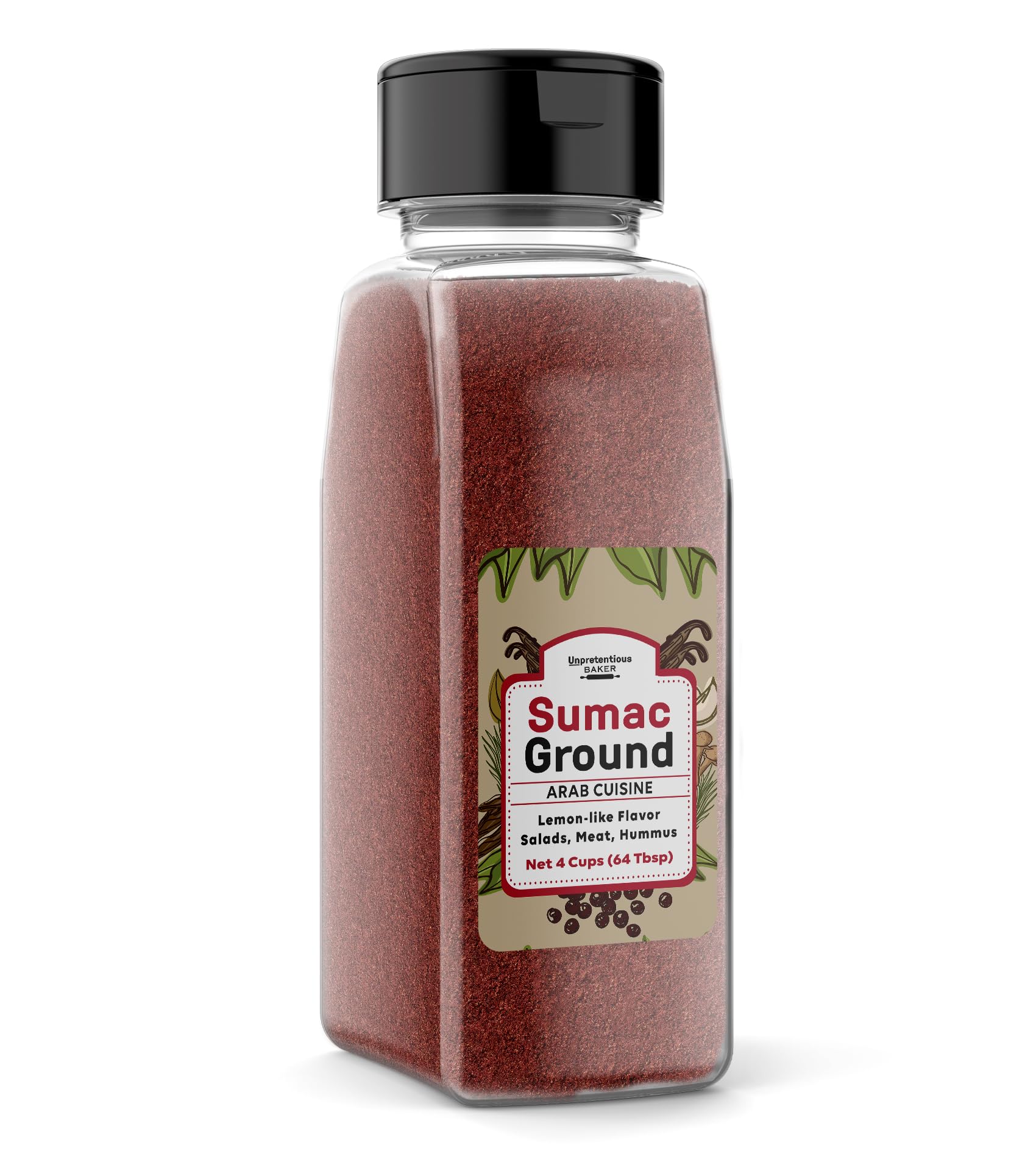 Premium Ground Sumac Spice - 4 Cups (32 oz) | Tangy & Citrusy Flavor for Middle Eastern & Arab Cuisine | Perfect for Za'atar, Salads, Grilled Meats & Hummus