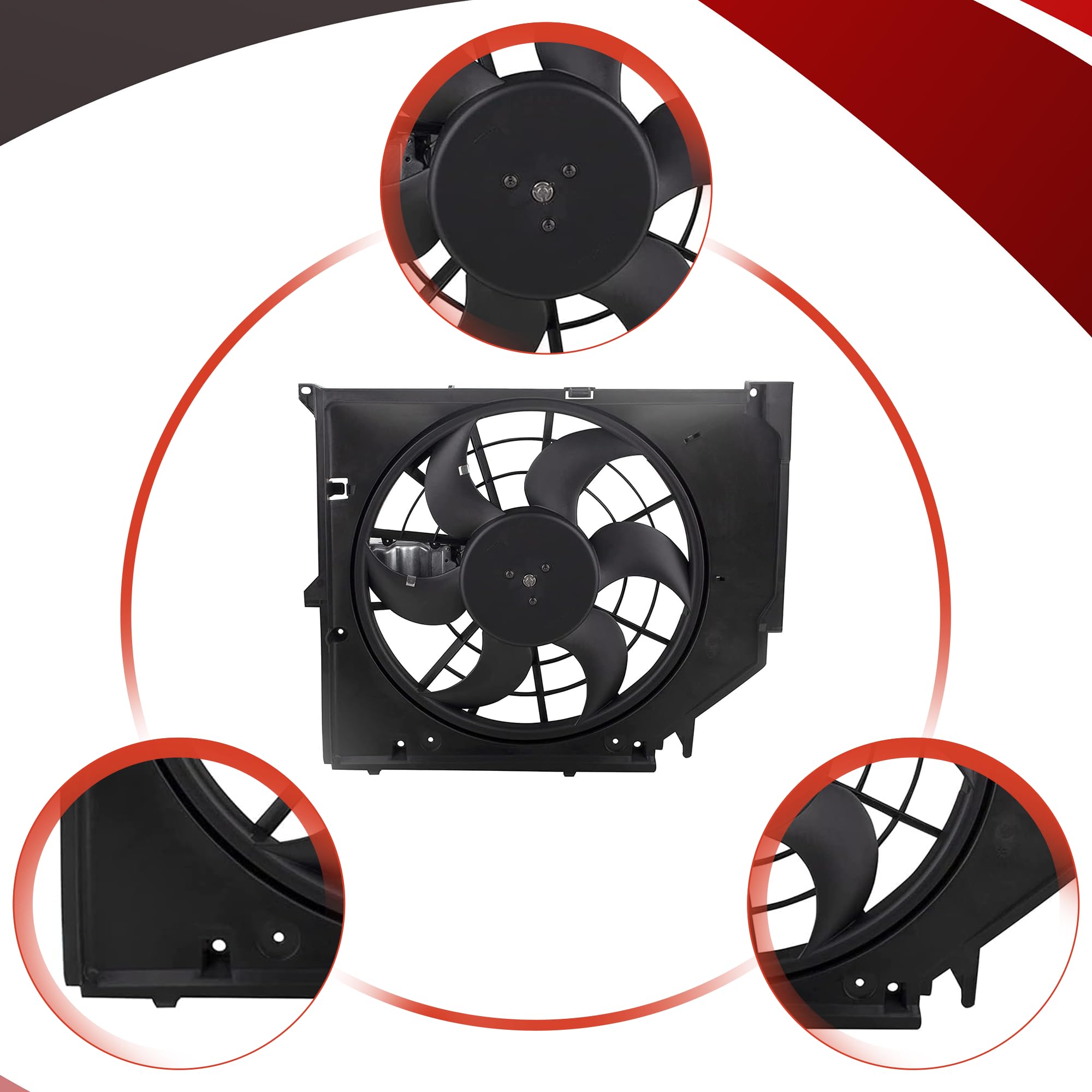 BMW E46 Radiator Cooling Fan Assembly (1999-2005) - Compatible with 325i 328i 330i - OEM Part #17117510617 - Perfect for Engine Cooling & Overheating Prevention