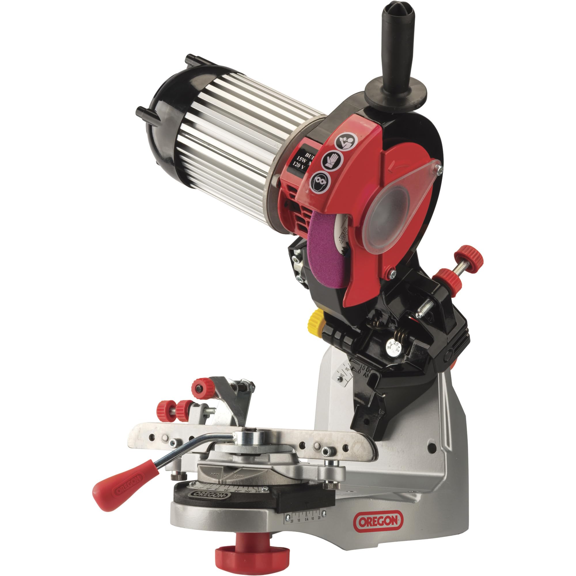Oregon Professional 120-Volt Bench Grinder Universal Saw Chain Sharpener - Works with All Chainsaw Chains (520-120) - Perfect for Woodworking, DIY Projects & Chainsaw Maintenance