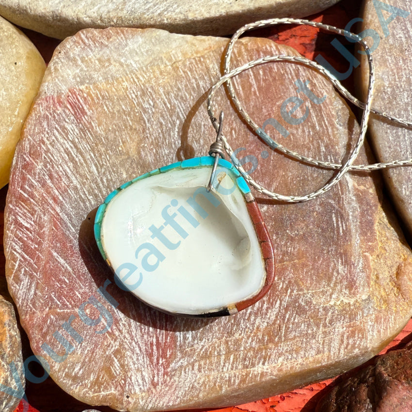 Vintage Native American Turquoise Mosaic Sterling Silver Necklace - Handcrafted Southwest Jewelry for Women, Perfect for Boho Fashion & Special Occasions