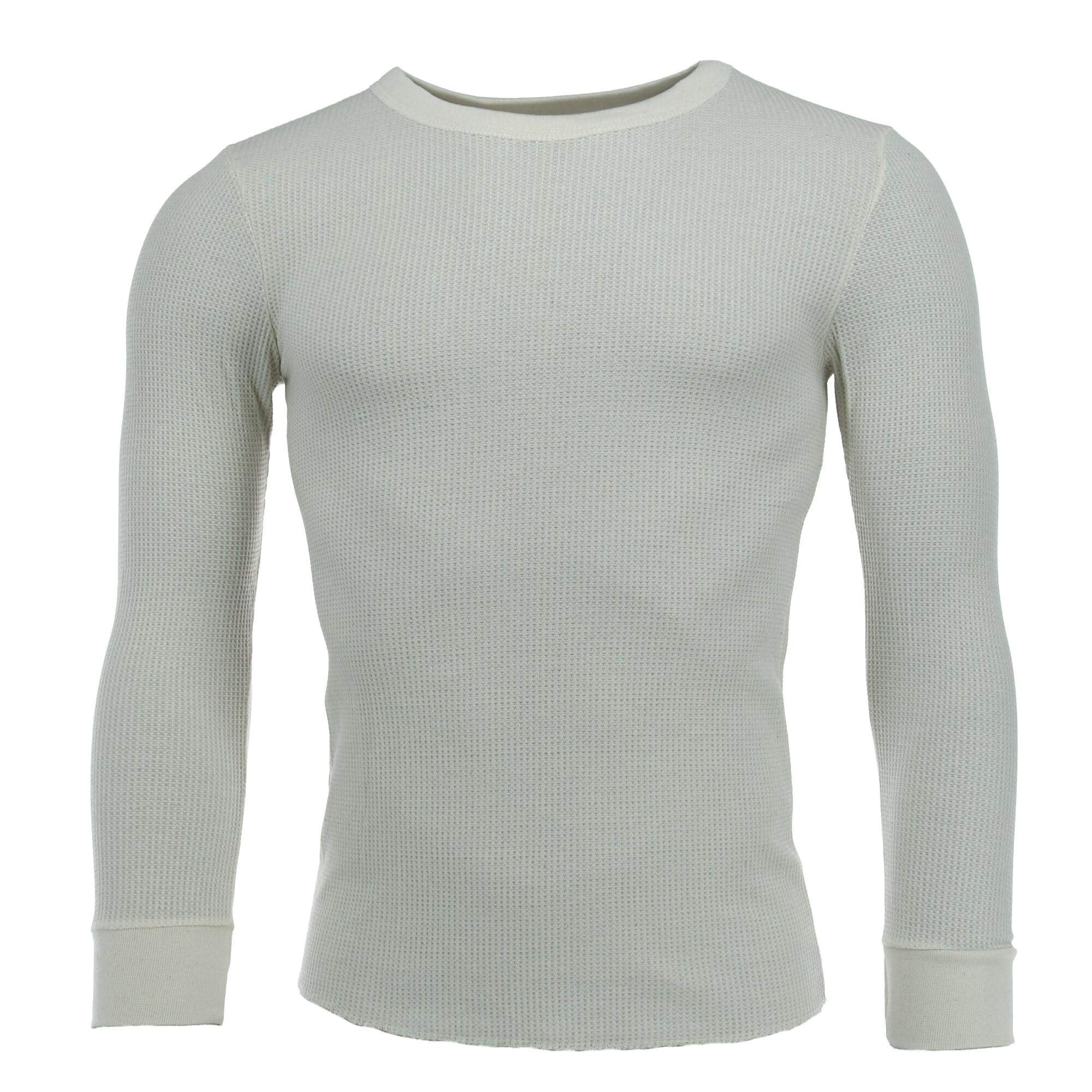 Fruit of the Loom Men's Thermal Waffle Weave Crew Neck Long Sleeve Shirt - Medium, Natural - Warm Winter Base Layer for Outdoor Activities & Casual Wear