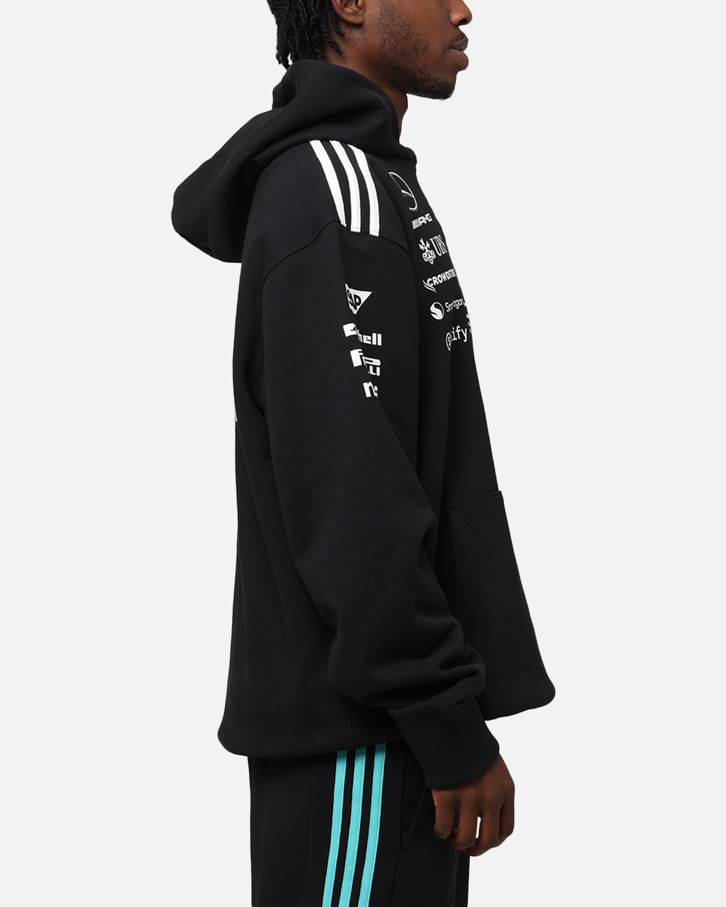 Adidas x Mercedes AMG Petronas Formula One F1 2025 Team Hoodie - Black & White - Official Motorsport Merchandise for Racing Fans & Streetwear Enthusiasts