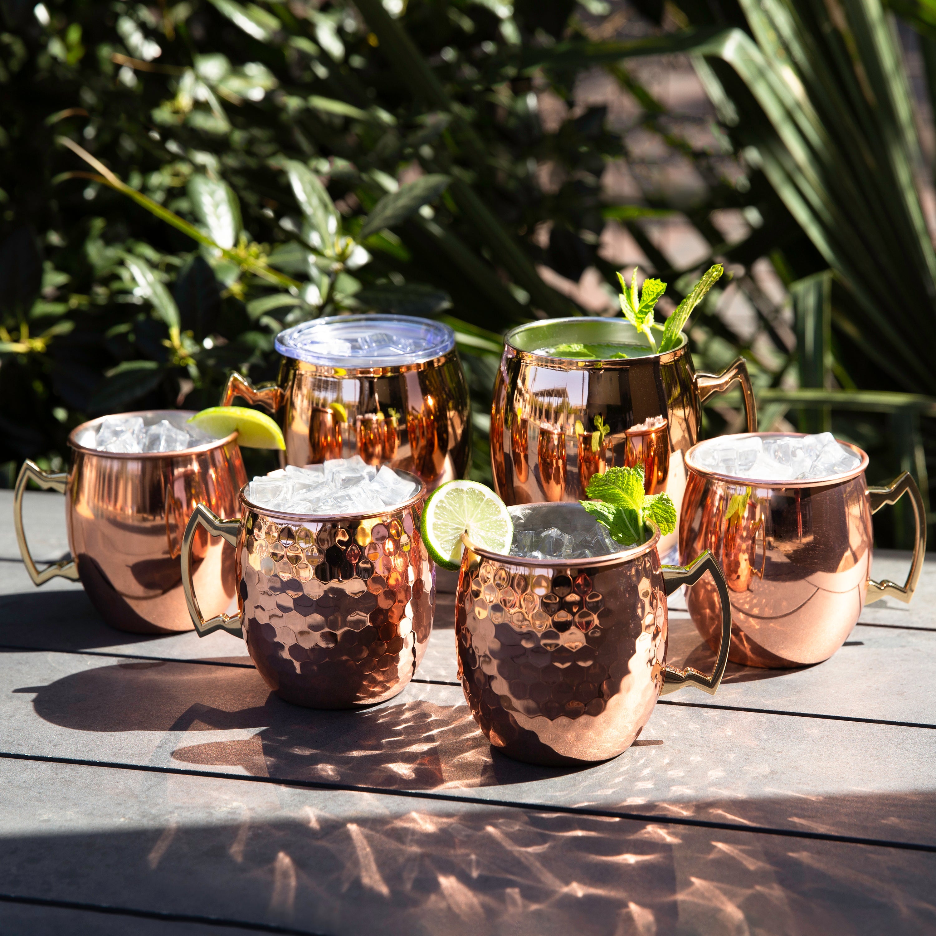 Premium Copper Moscow Mule Mugs Set of 4 - 18oz Hammered Copper Cups with Insulated Handles - Perfect for Cocktails, Iced Drinks & Home Bar Entertaining