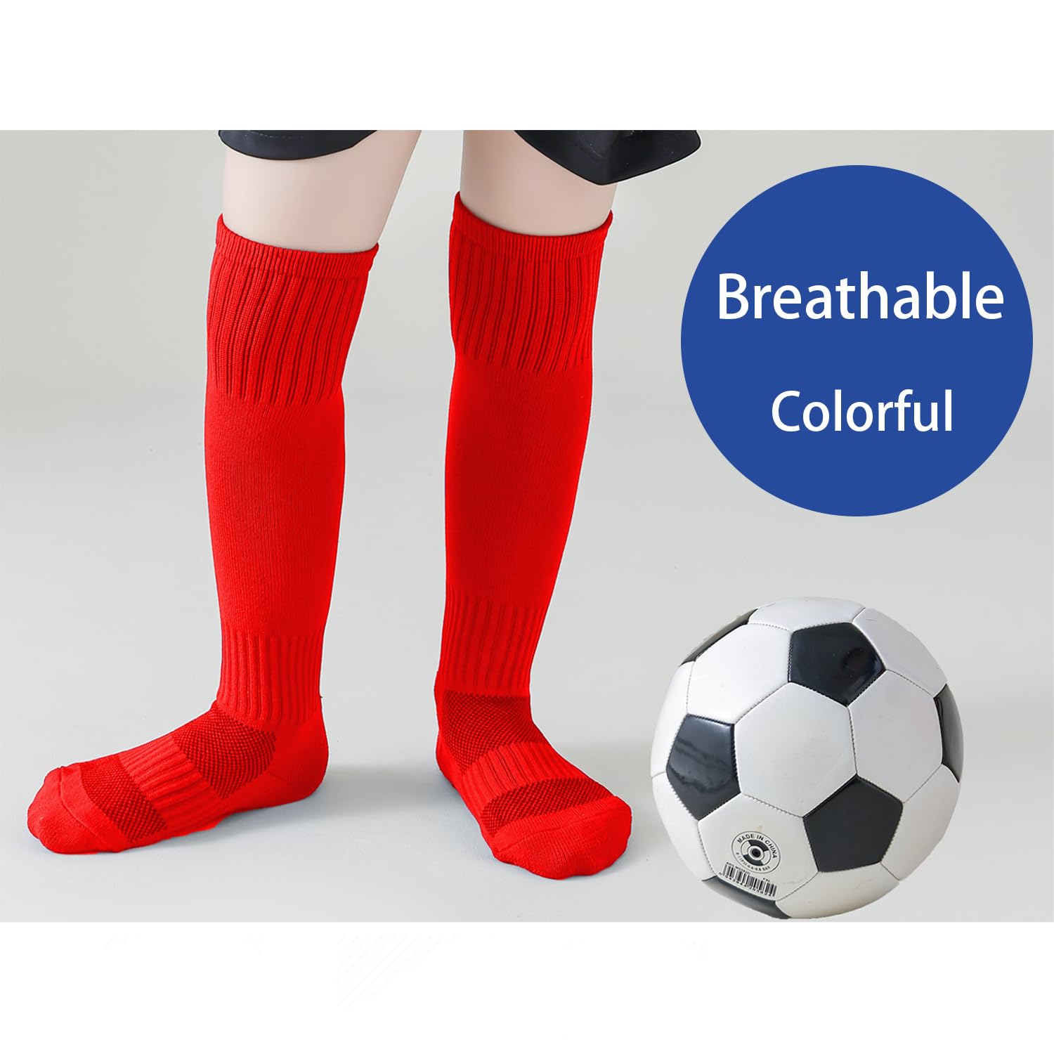 **Kids Soccer Socks - Breathable Knee High Football Socks for Boys & Girls - Athletic Sports Socks for Toddlers & Youth - Perfect for Training, Games & School Sports**