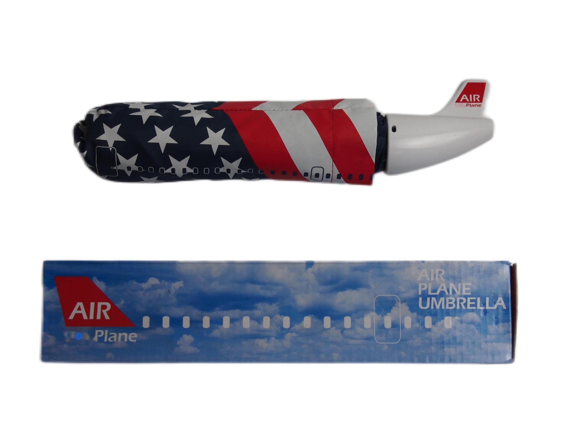 American Flag Airplane Head Windproof Travel Umbrella - Portable Foldable Rain Umbrella for Women, Girls & Office Use - Perfect for Commuting, Outdoor Events & Gifts