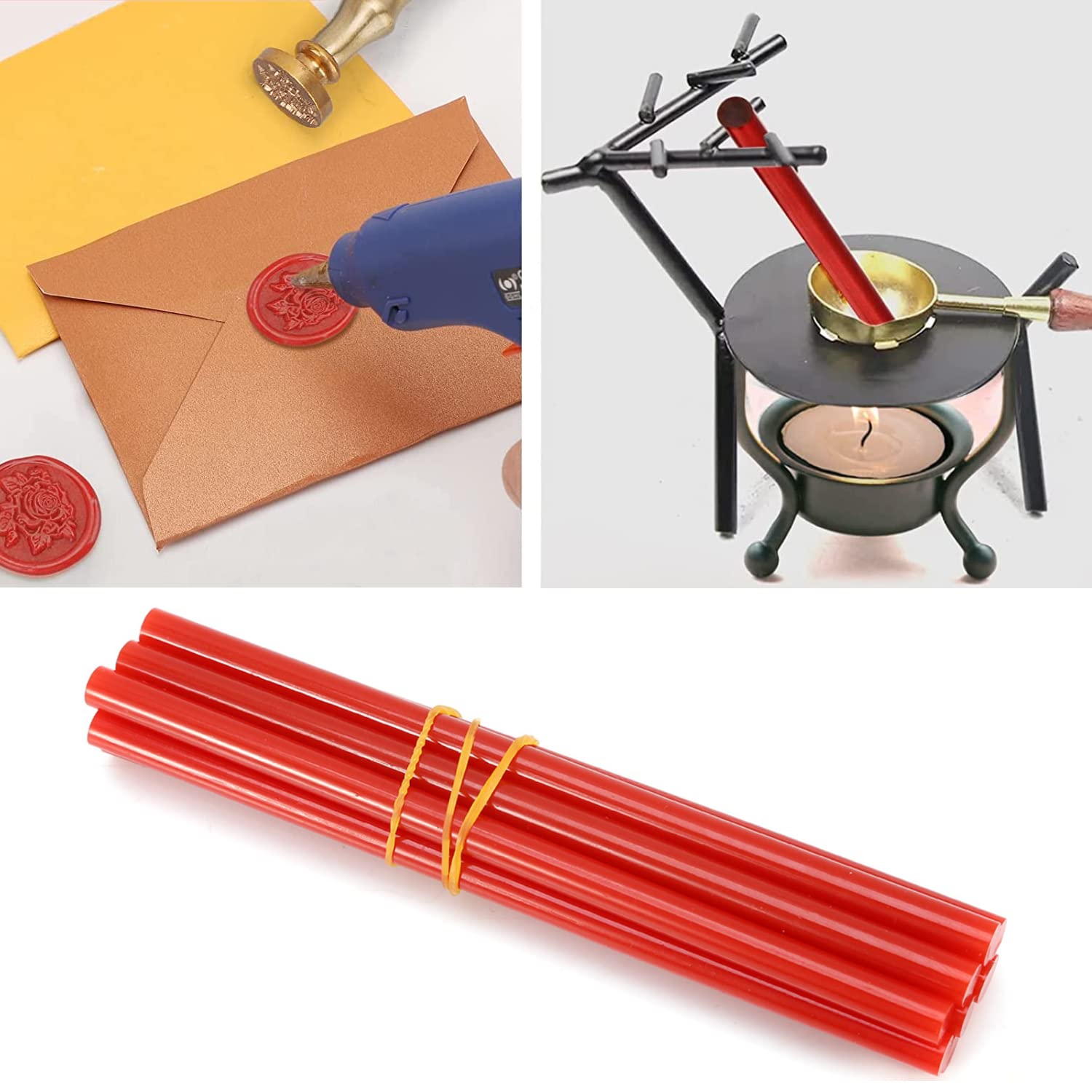 Colored Hot Melt Glue Sticks 10Pcs Set - 7x150mm DIY Arts & Crafts, Home Repairs, Sealing & Dent Fixing - Perfect for Woodworking, Scrapbooking & Household Projects (Red)